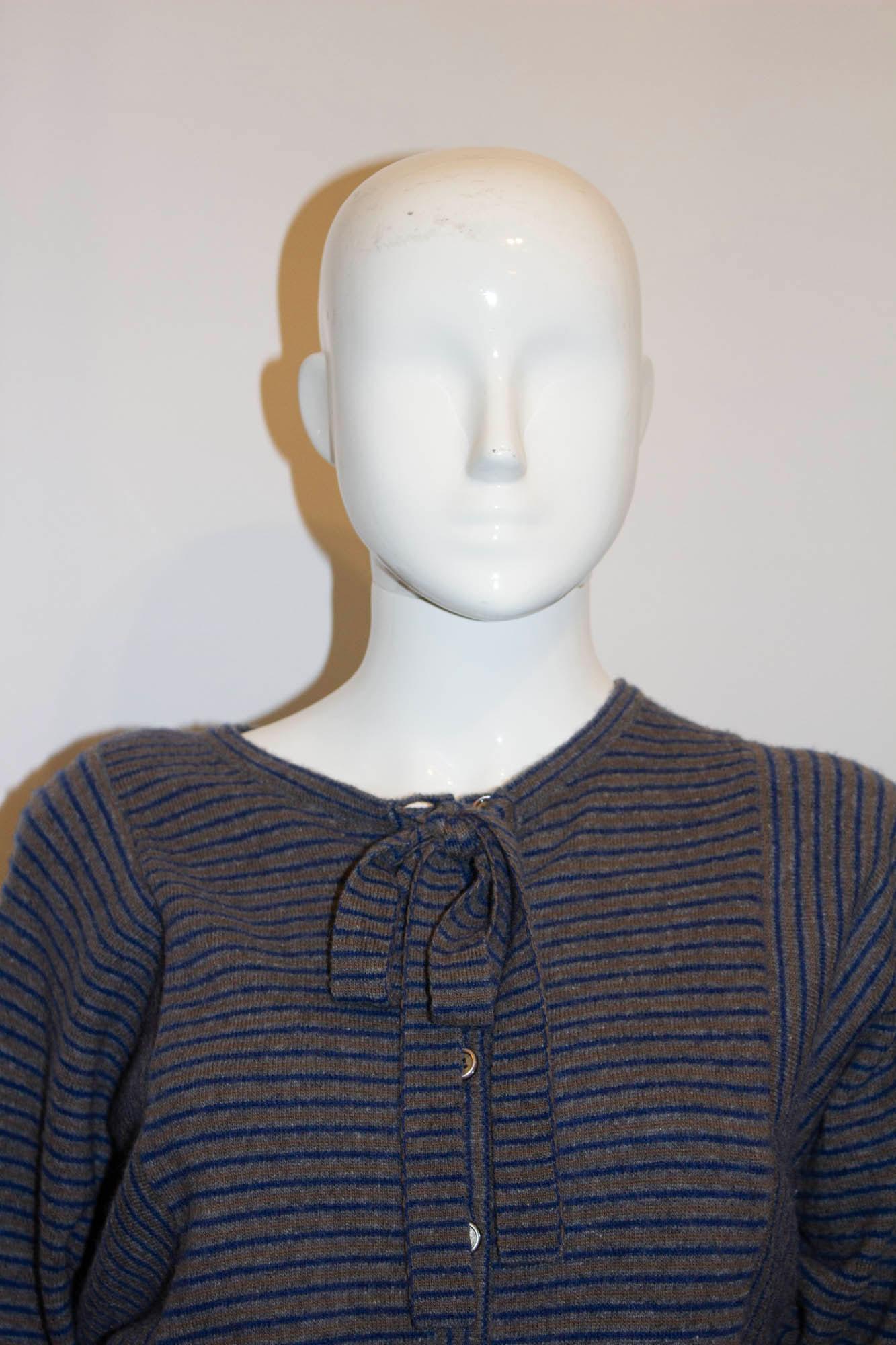 Women's Vintage Jean Muir Mainline Stripe Cashmere Cardigan For Sale