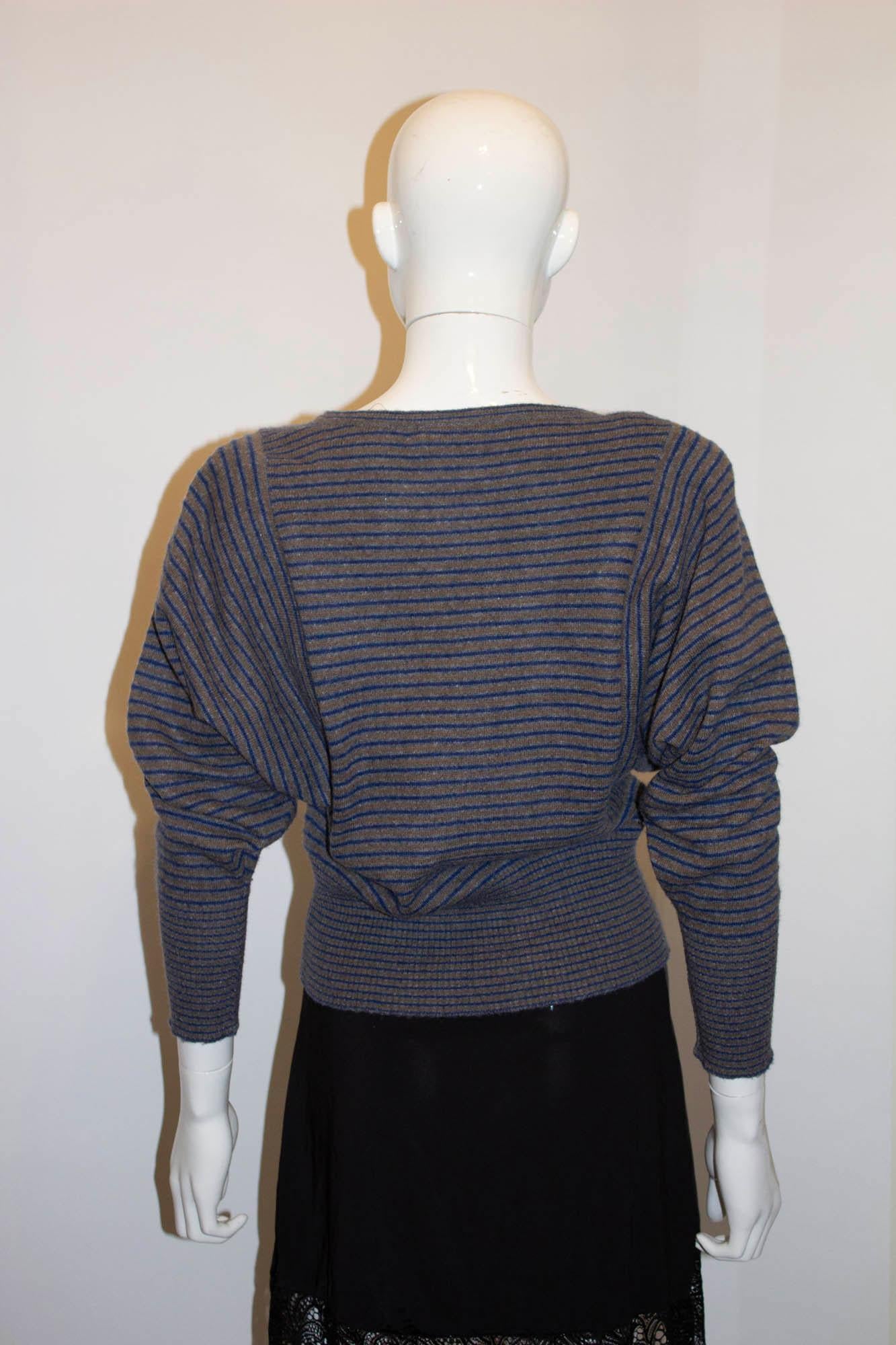 Vintage Jean Muir Mainline Stripe Cashmere Cardigan For Sale 1