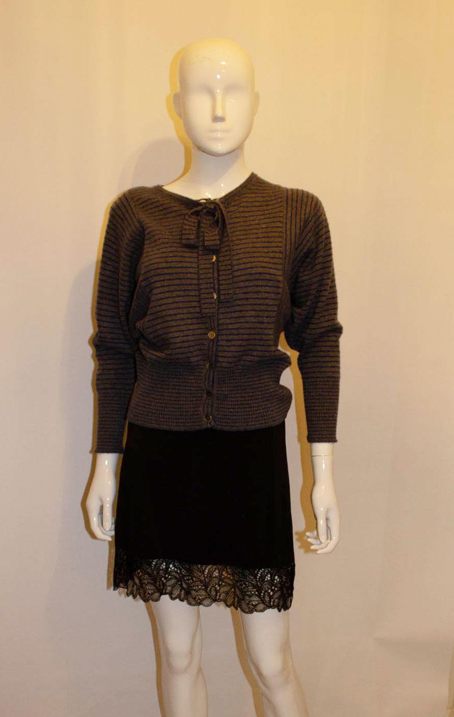 Vintage Jean Muir Mainline Stripe Cashmere Cardigan For Sale 2