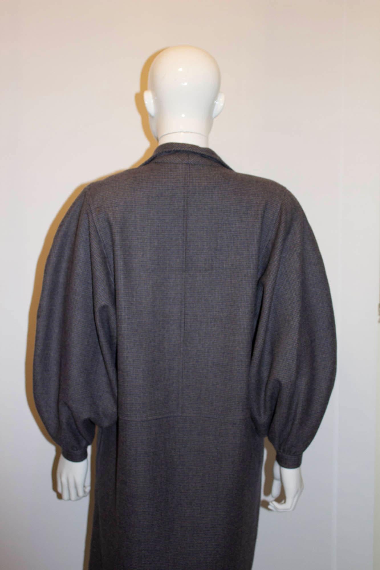 Black Vintage Jean Muir Mainline Wool Check Coat For Sale