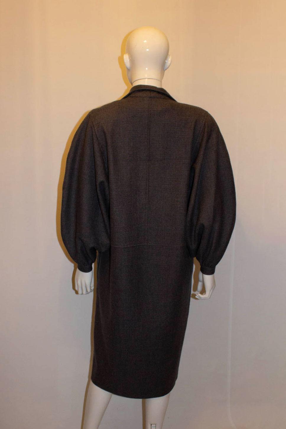 Vintage Jean Muir Mainline Wool Check Coat In Good Condition For Sale In London, GB