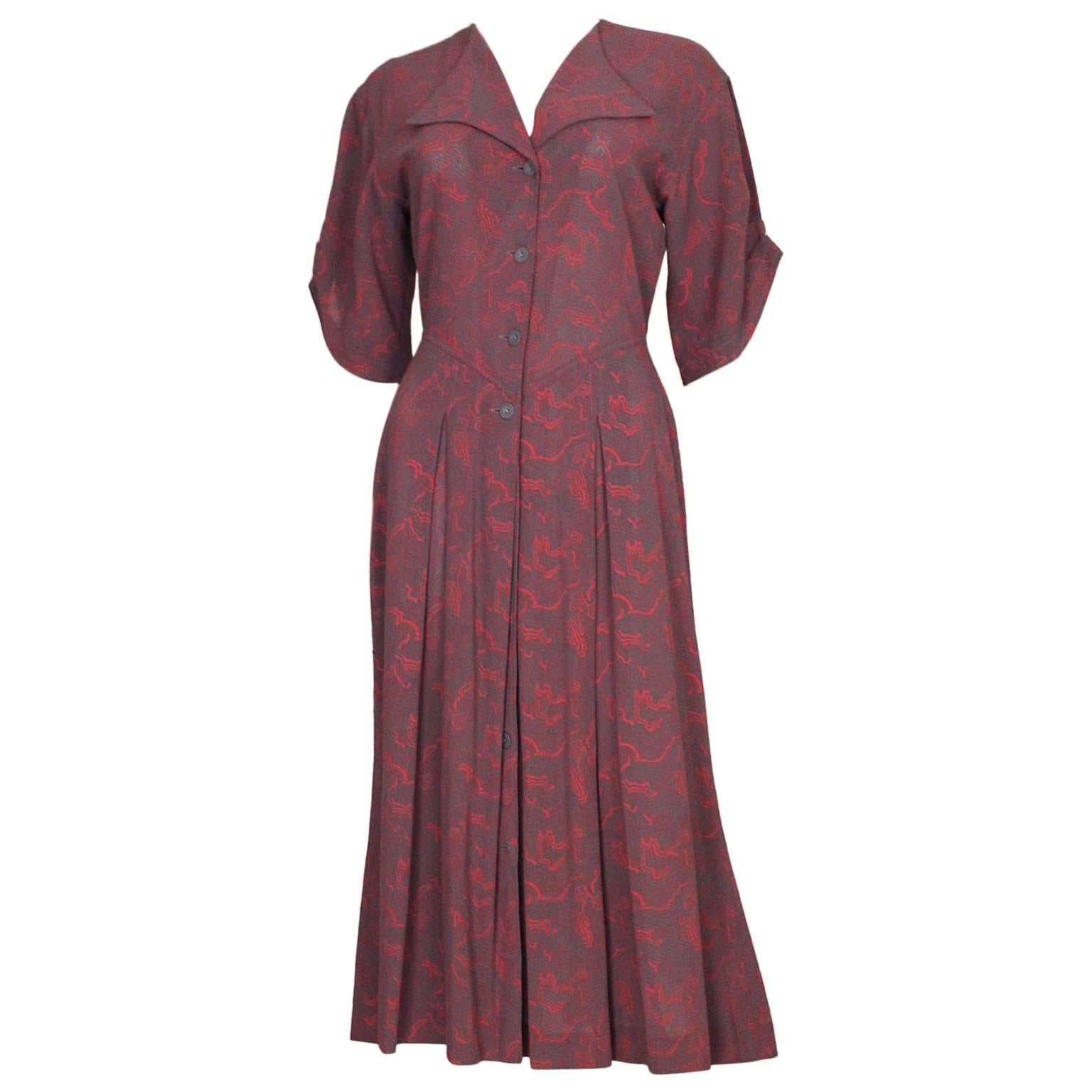 Vintage Jean Muir Printed Day Dress For Sale at 1stDibs | jean muir clothing,  popover dress 1940s