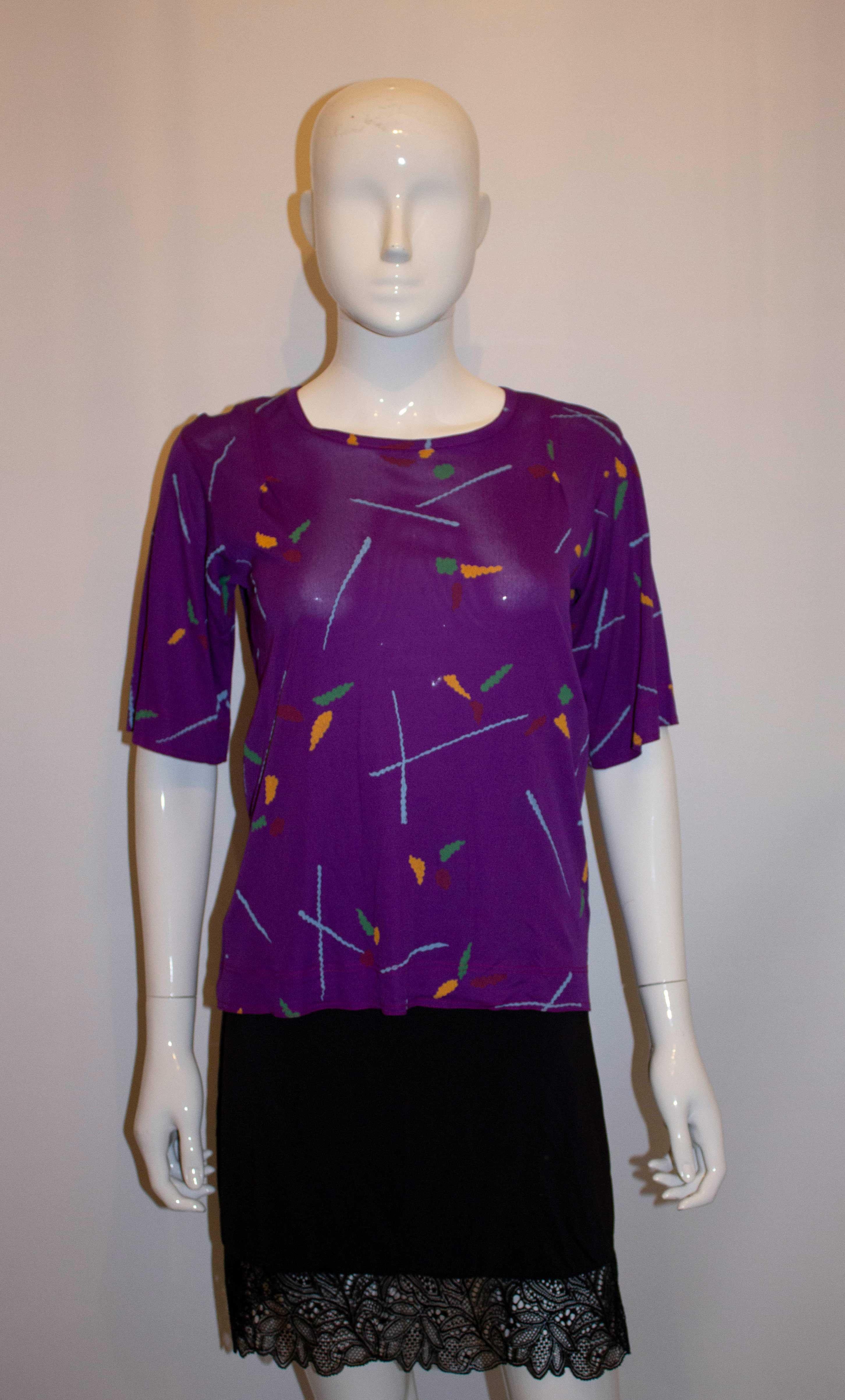 Vintage Jean Muir Printed Top In Good Condition For Sale In London, GB