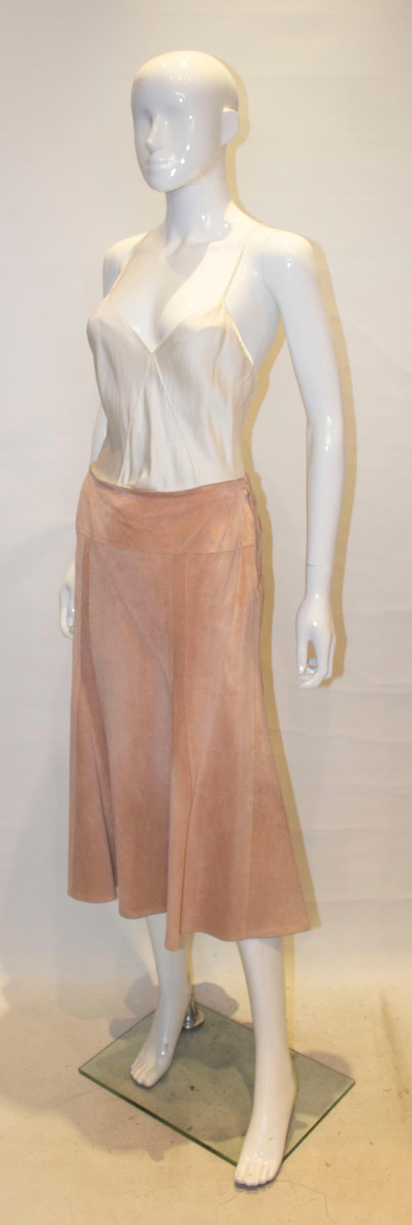 Brown Vintage Jean Muir Suede Skirt For Sale