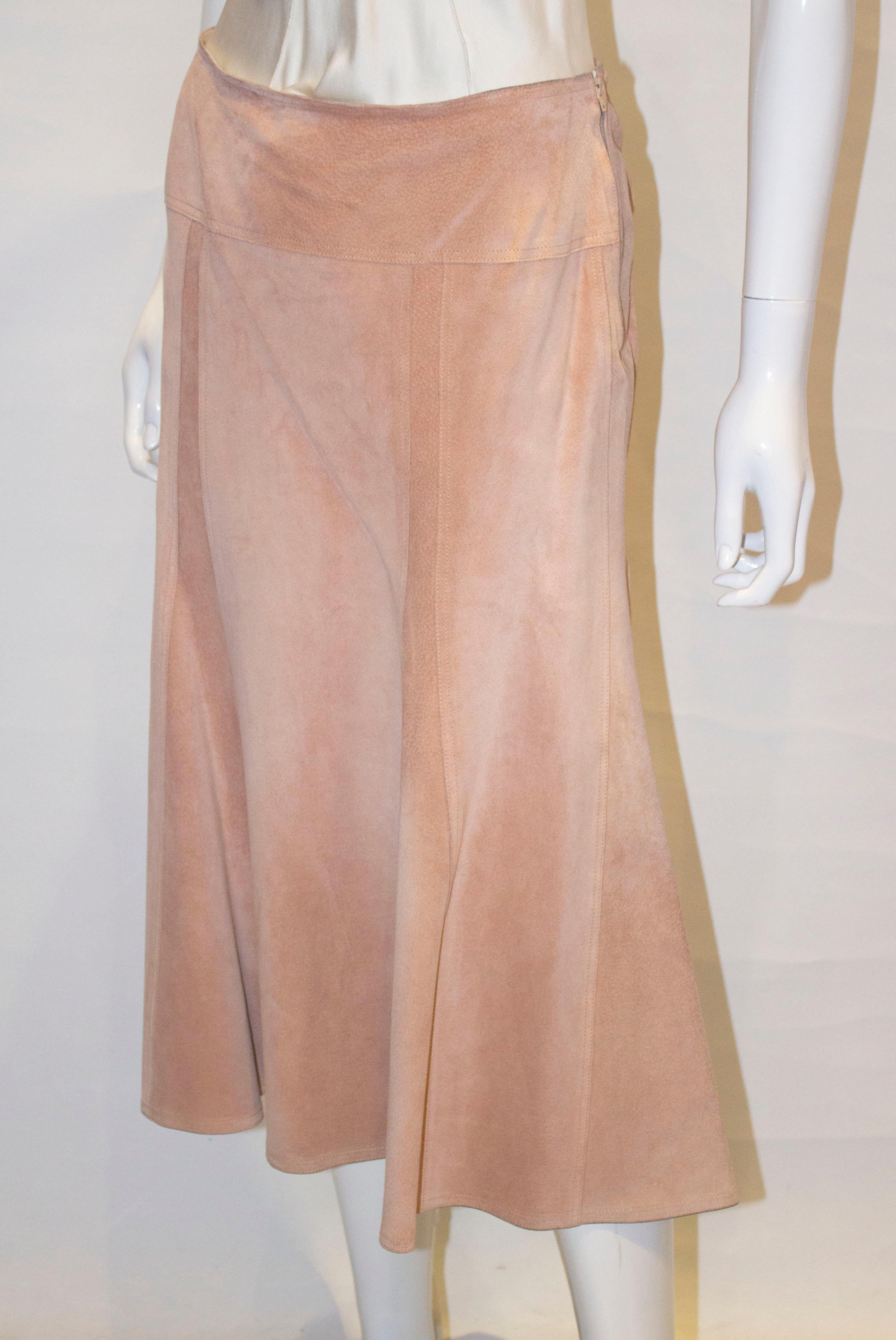 Vintage Jean Muir Suede Skirt In Good Condition For Sale In London, GB