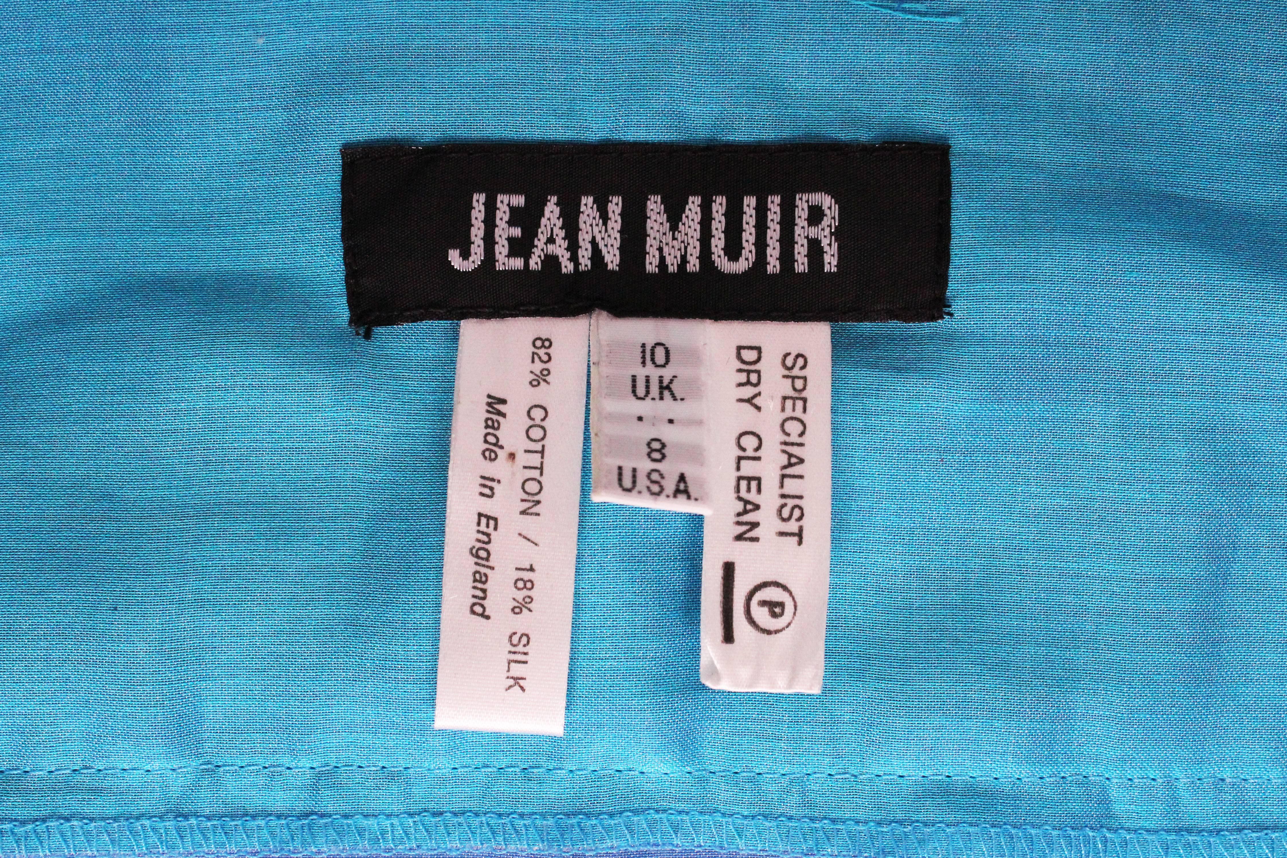 Vintage Jean Muir Turquoise Silk Jacket For Sale 1