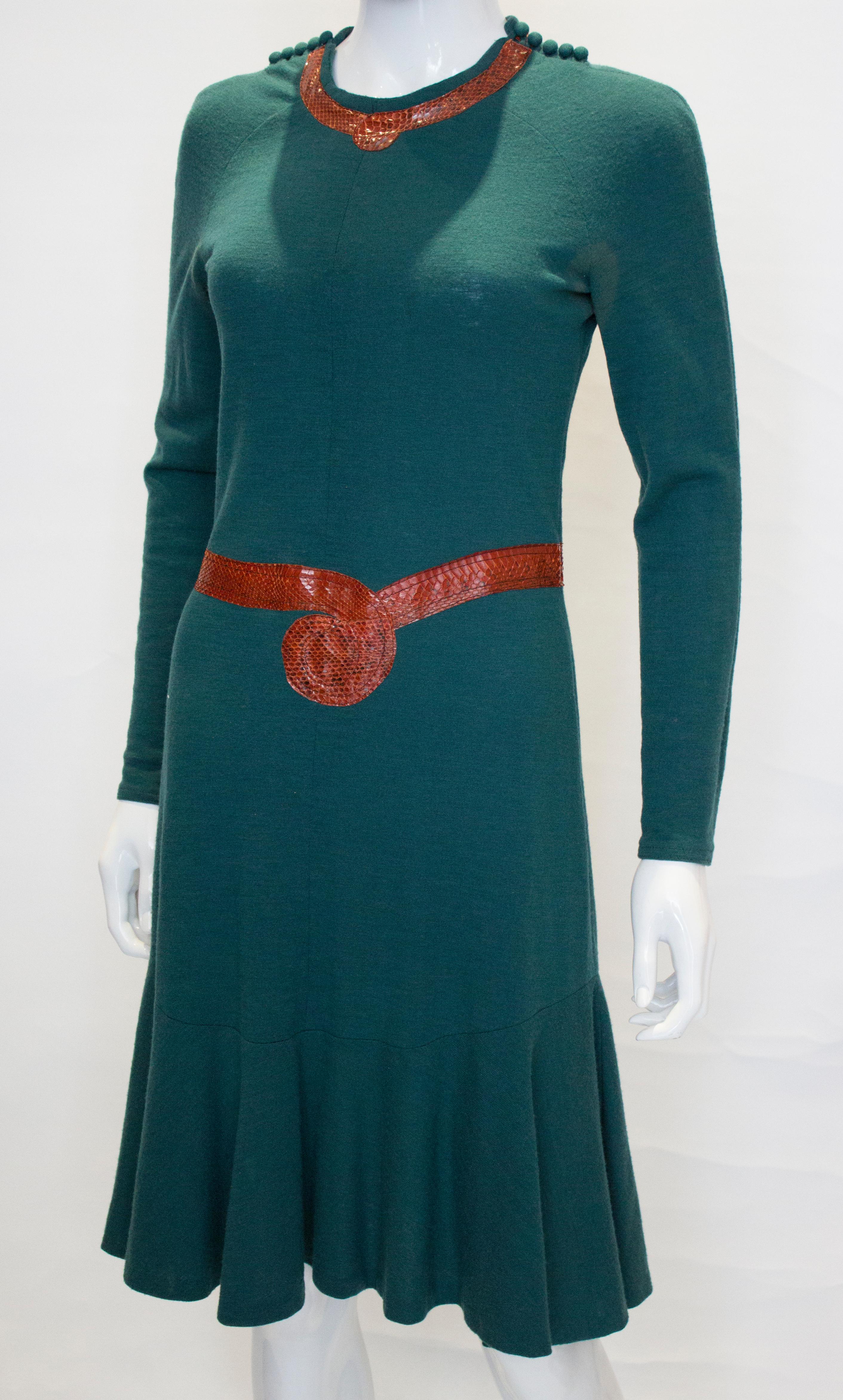Vestido vintage Jean Muir de lana y piel de serpiente en Bueno estado para la venta en London, GB