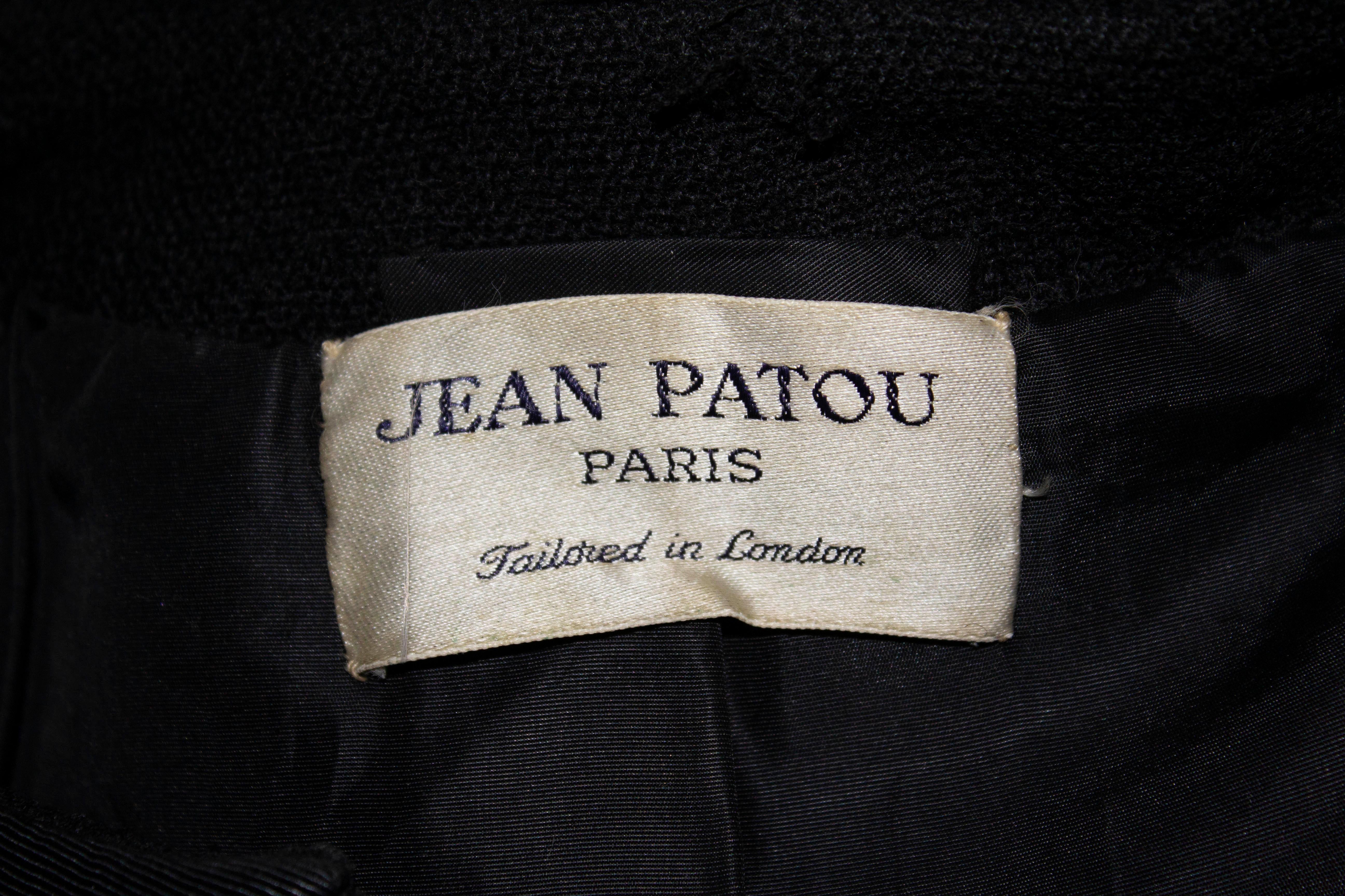 Women's Vintage Jean Patou Paris , Black Coat and Dress