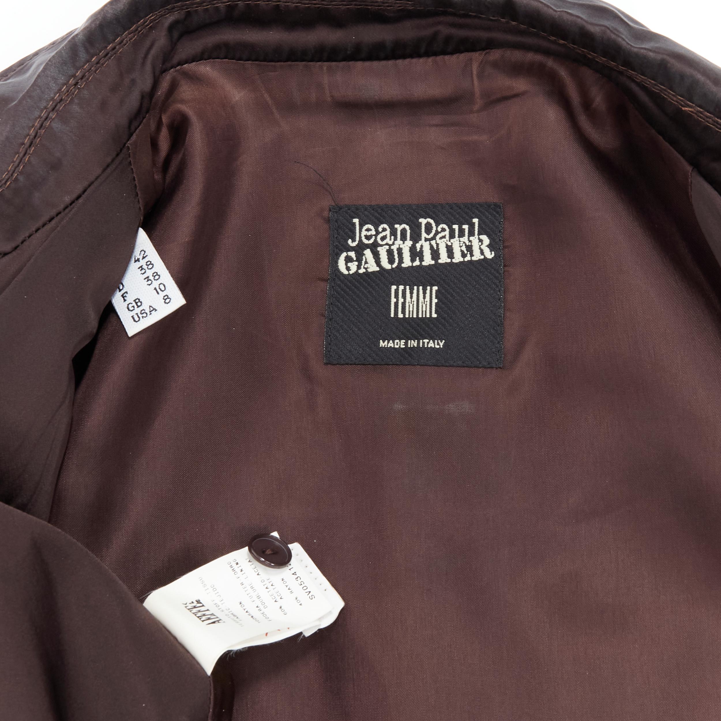 vintage JEAN PAUL GAULTER brown military pockets blazer pant set IT44 M 7