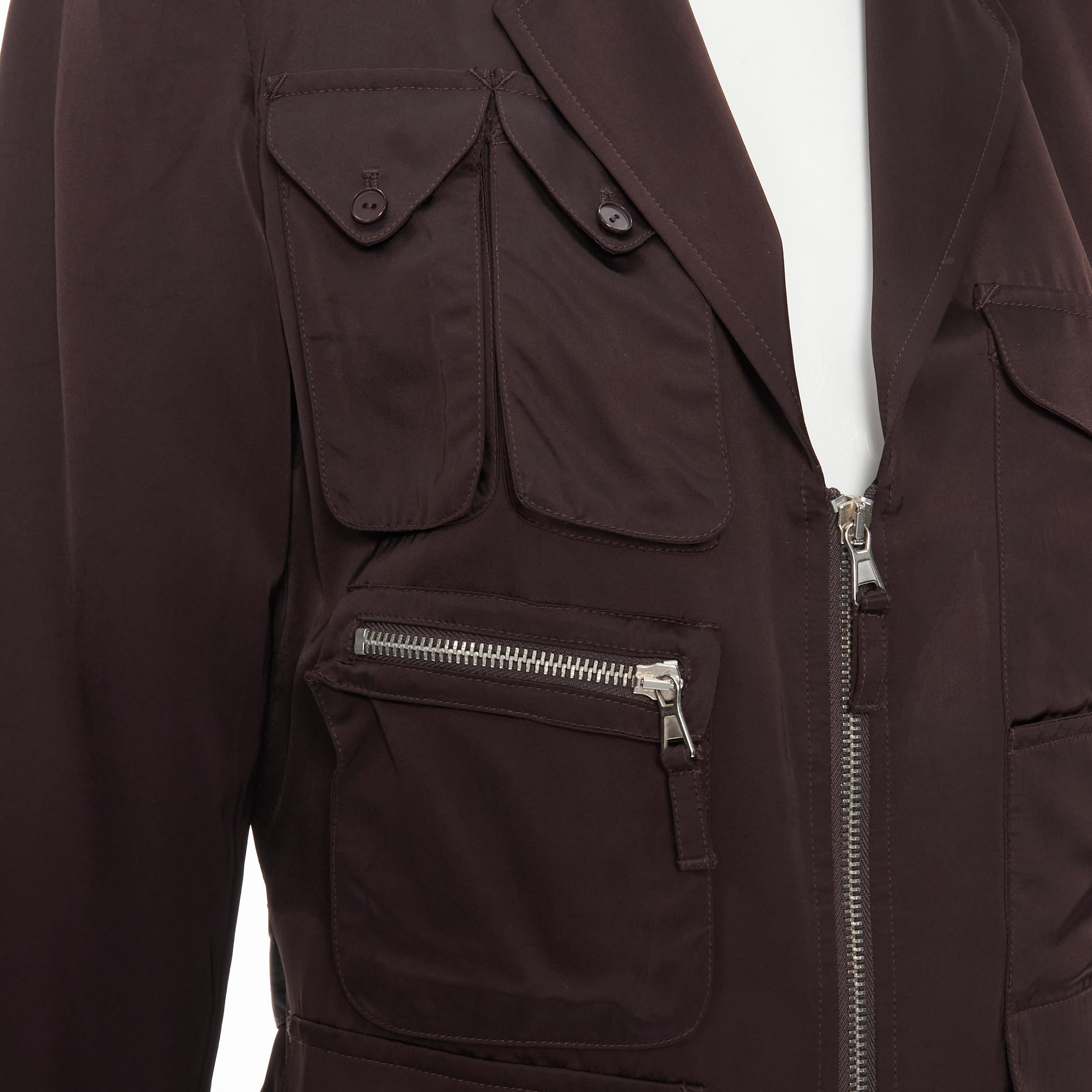 vintage JEAN PAUL GAULTER brown military pockets blazer pant set IT44 M 2
