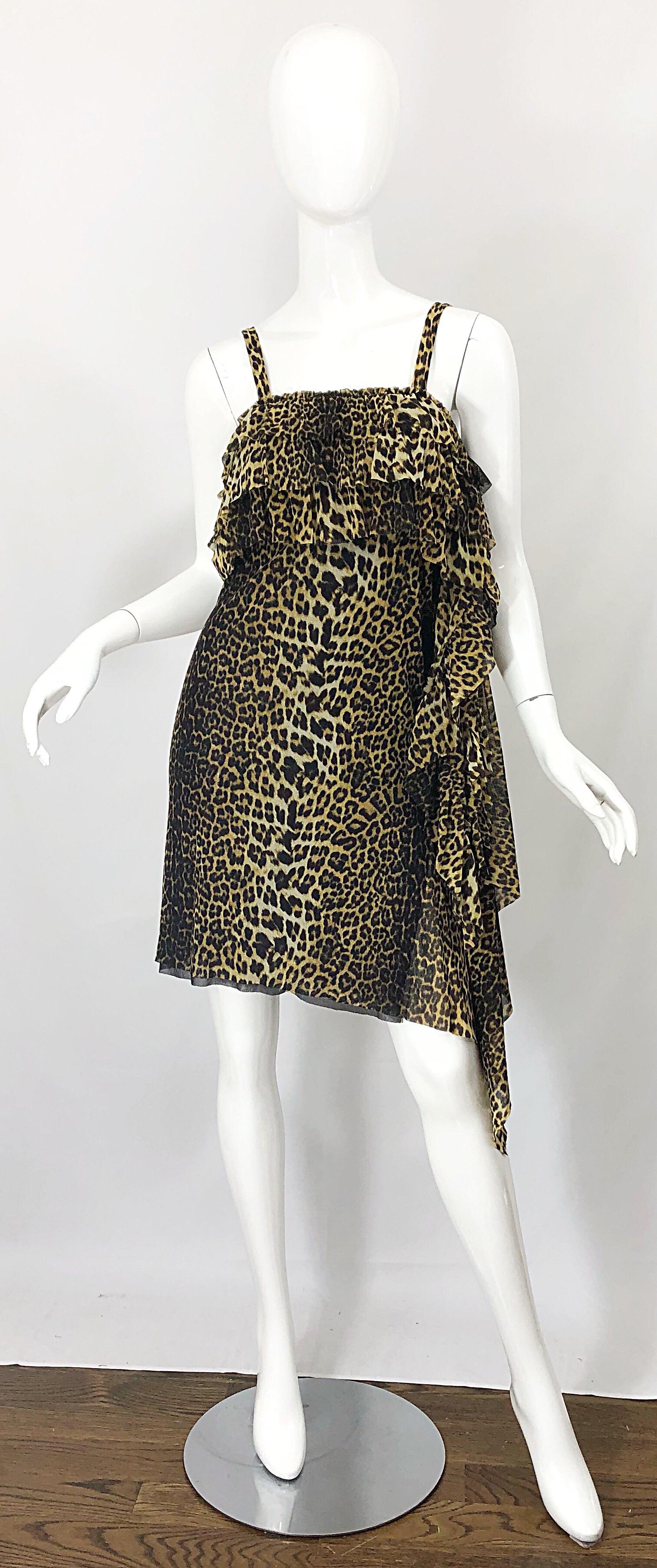 Vintage Jean Paul Gaultier 1990s Leopard Cheetah Animal Print 90s Sash Dress For Sale 2