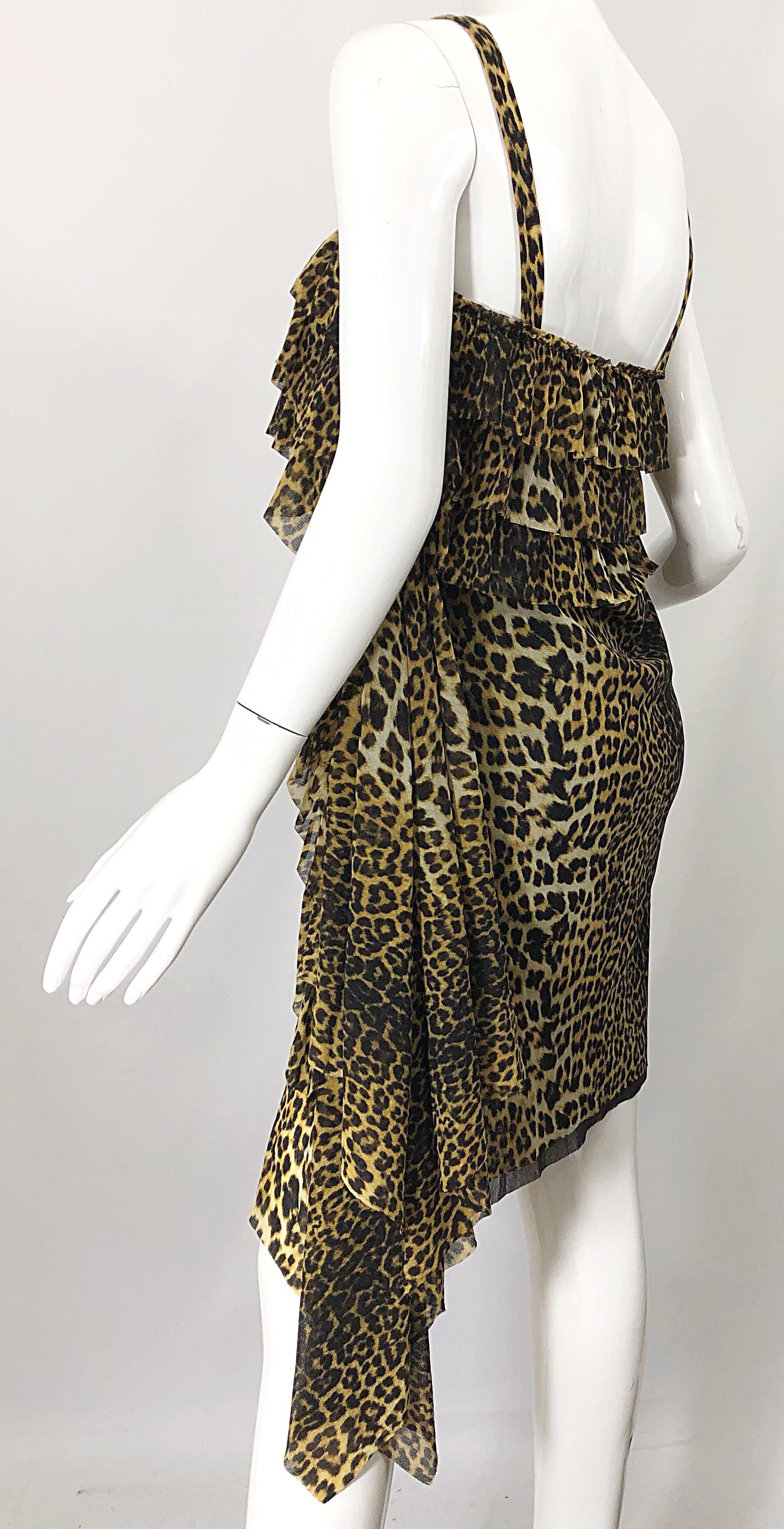 Vintage Jean Paul Gaultier 1990s Leopard Cheetah Animal Print 90s Sash Dress For Sale 3