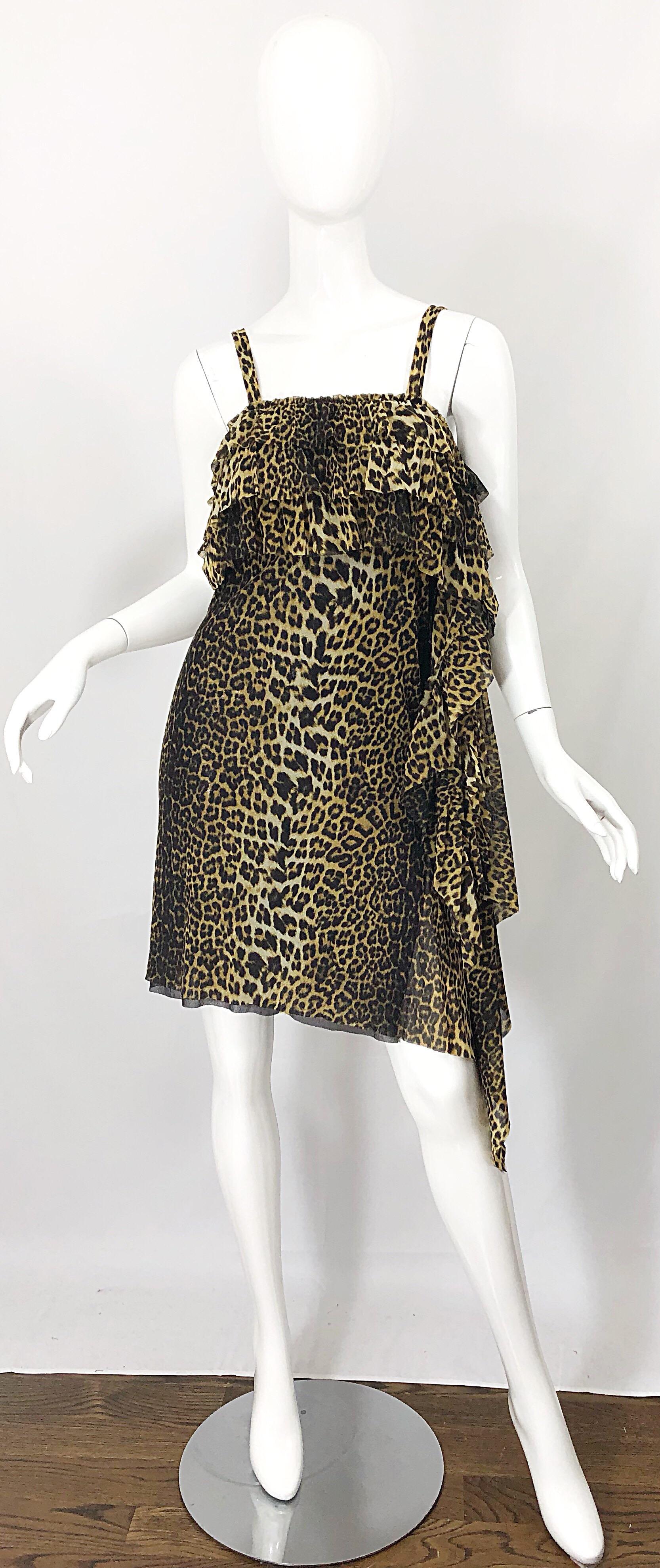 Vintage Jean Paul Gaultier 1990s Leopard Cheetah Animal Print 90s Sash Dress For Sale 4