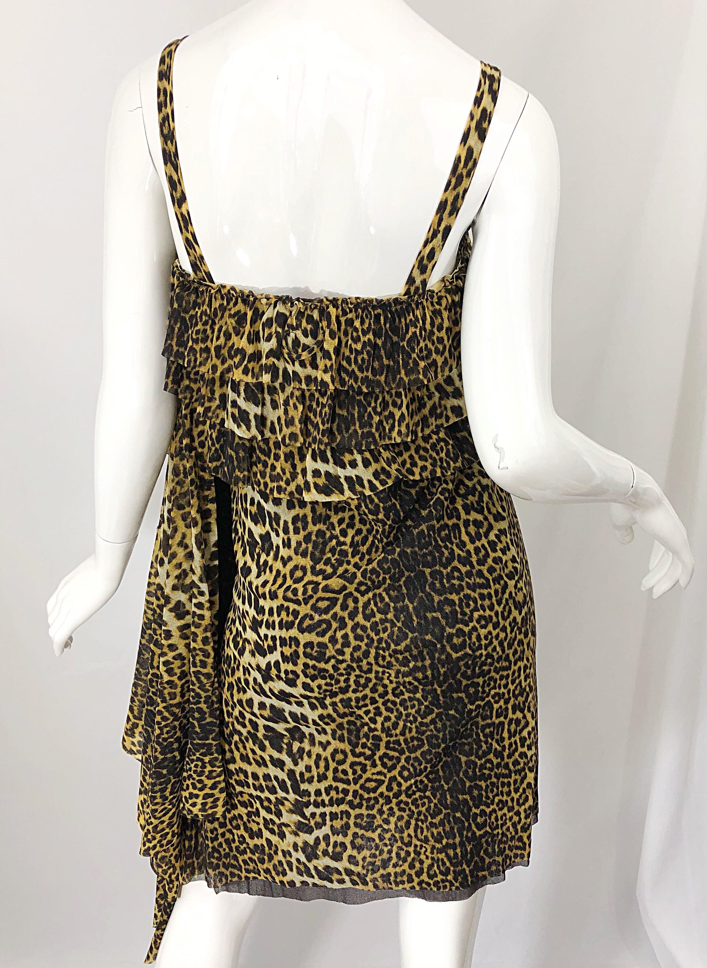 Vintage Jean Paul Gaultier 1990s Leopard Cheetah Animal Print 90s Sash Dress For Sale 5