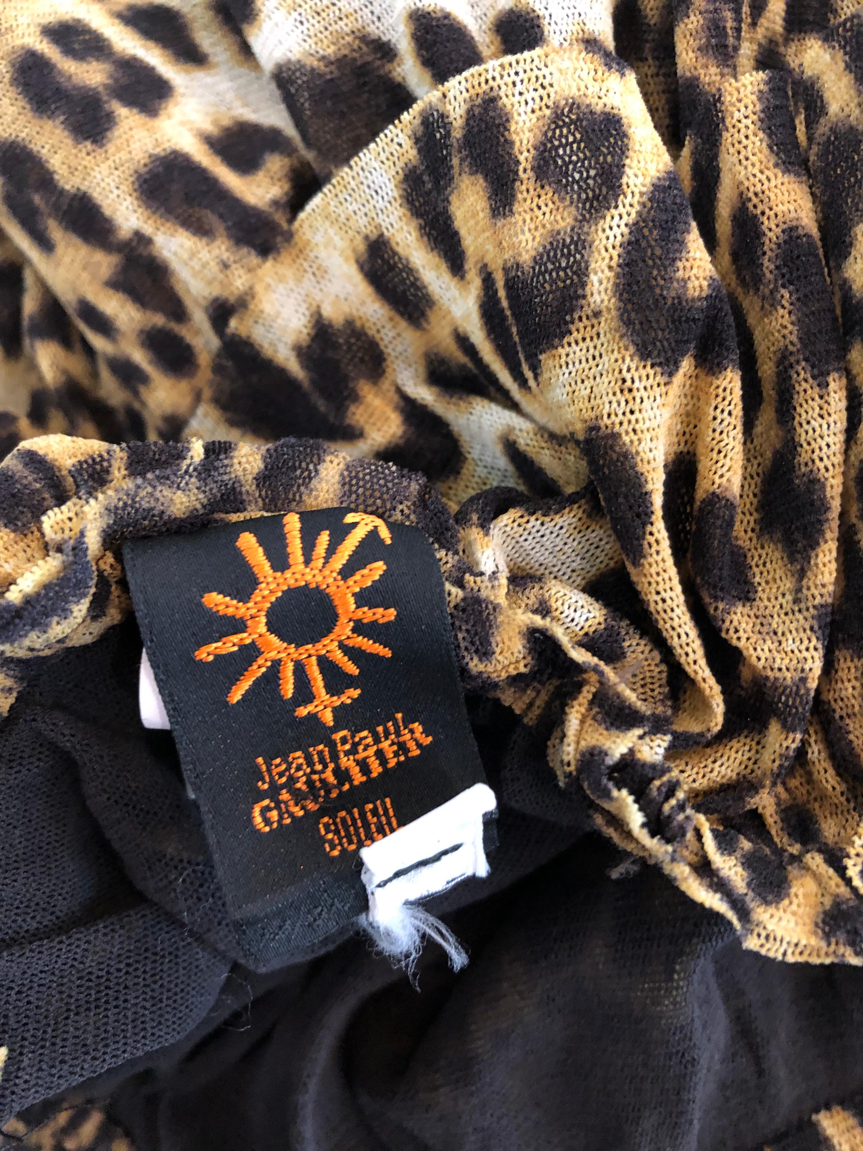 Vintage Jean Paul Gaultier 1990s Leopard Cheetah Animal Print 90s Sash Dress For Sale 6