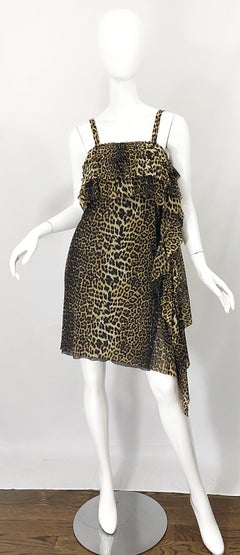 Vintage Jean Paul Gaultier 1990s Leopard Cheetah Animal Print 90s Sash Dress