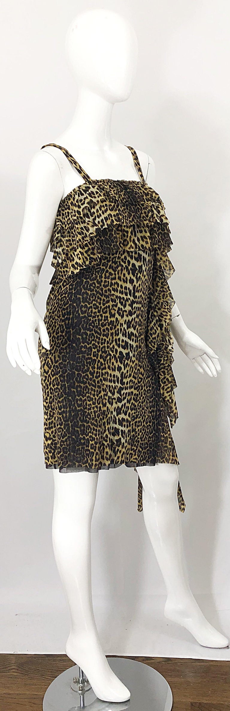 Vintage Jean Paul Gaultier 1990s Leopard Cheetah Animal Print 90s Sash Dress For Sale at 1stdibs