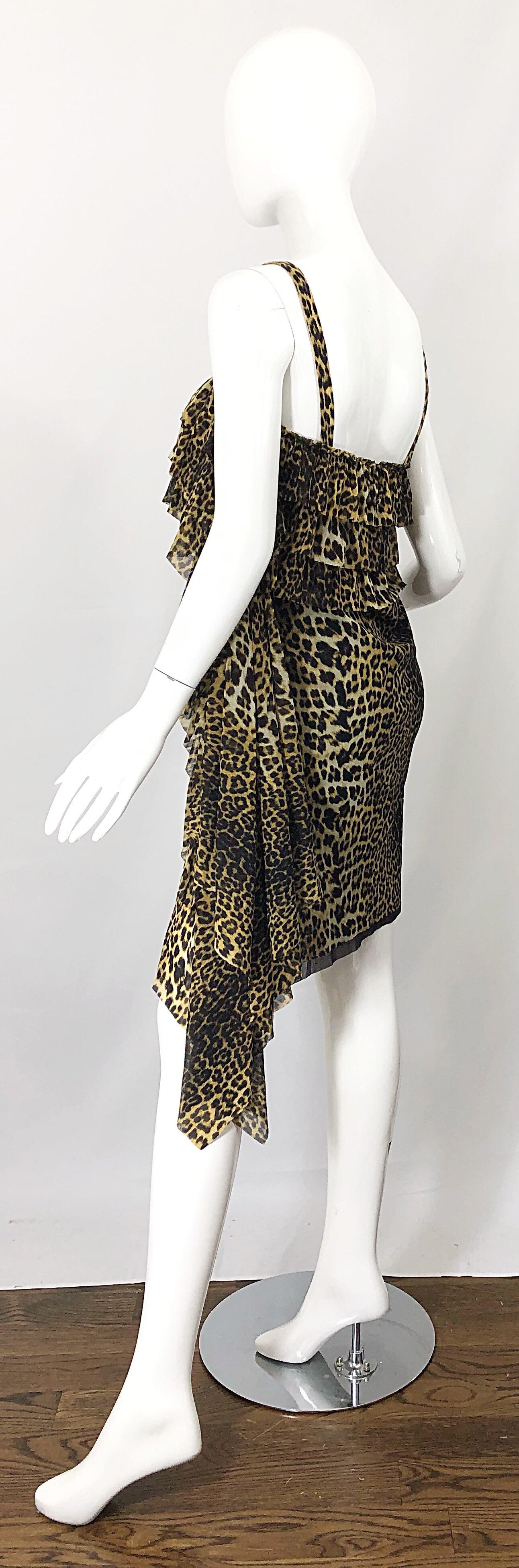 Vintage Jean Paul Gaultier 1990s Leopard Cheetah Animal Print 90s Sash Dress In Excellent Condition For Sale In San Diego, CA