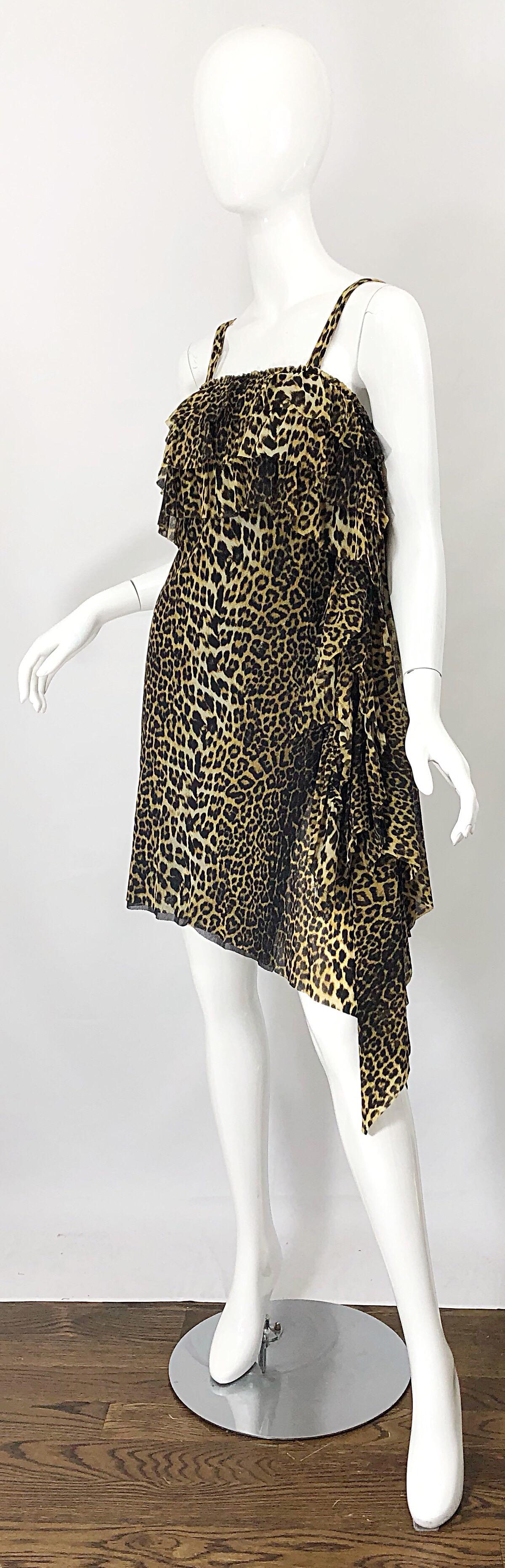 Vintage Jean Paul Gaultier 1990s Leopard Cheetah Animal Print 90s Sash Dress For Sale 1