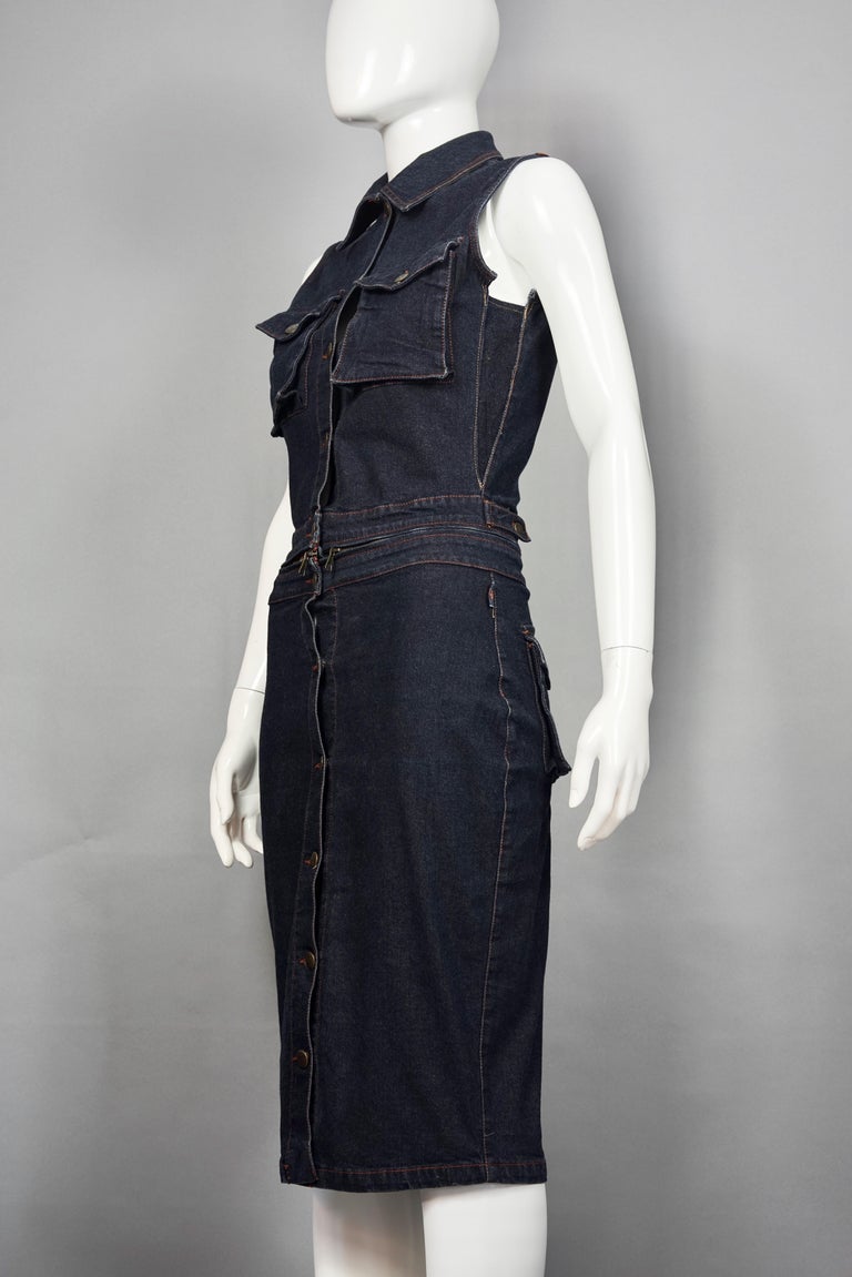 Black Vintage JEAN PAUL GAULTIER 2 in 1 Denim Convertible Vest Dress For Sale