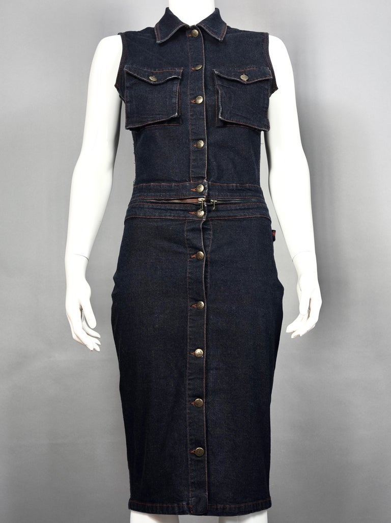 Vintage JEAN PAUL GAULTIER 2 in 1 Denim Convertible Vest Dress For Sale 1