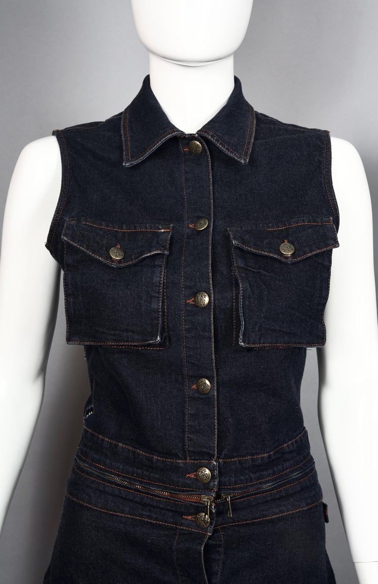 Vintage JEAN PAUL GAULTIER 2 in 1 Denim Convertible Vest Dress For Sale 3