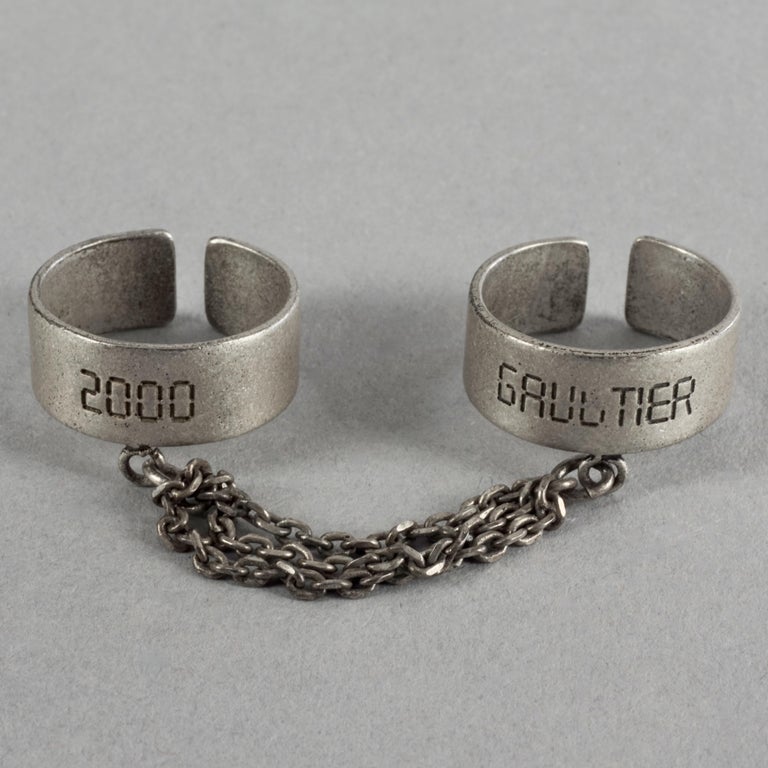 Vintage JEAN PAUL GAULTIER 2000 Chain Handcuff Double Ring For Sale at
