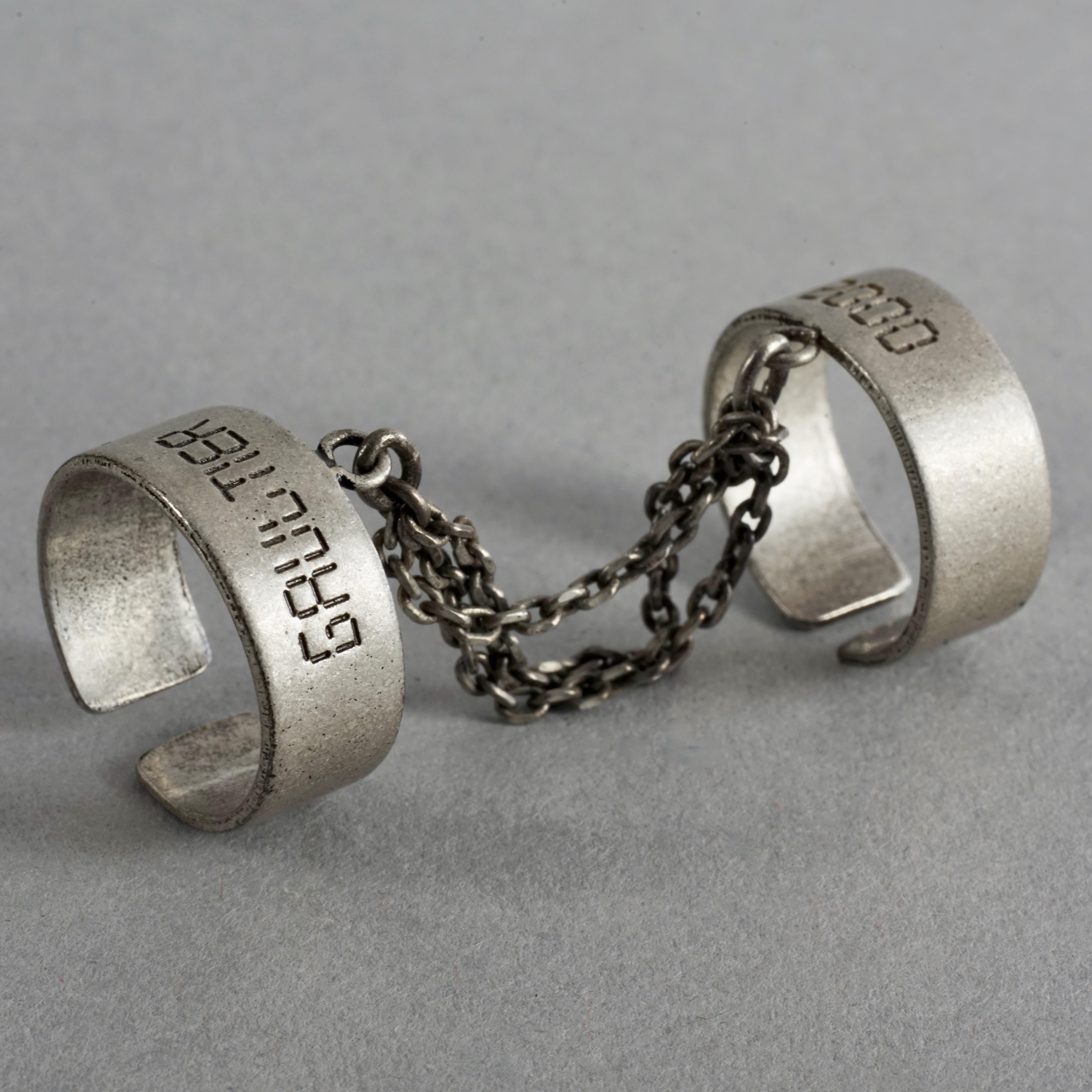 Women's or Men's Vintage JEAN PAUL GAULTIER 2000 Chain Handcuff Double Ring