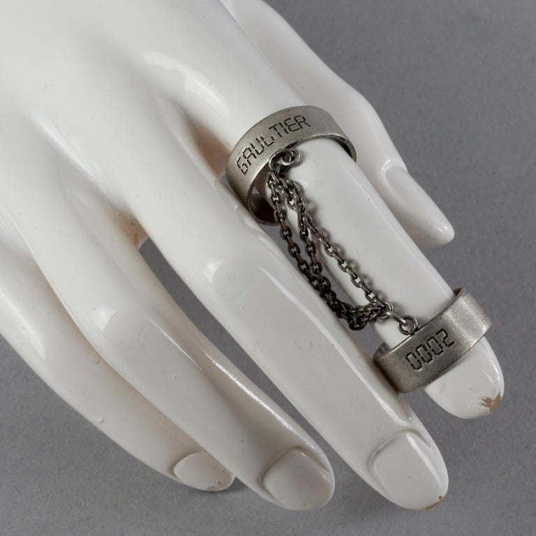 Vintage JEAN PAUL GAULTIER 2000 Chain Handcuff Double Ring For Sale at