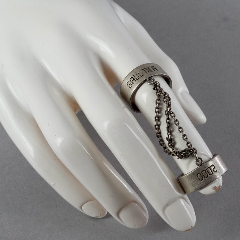 Vintage JEAN PAUL GAULTIER 2000 Chain Handcuff Double Ring For Sale at