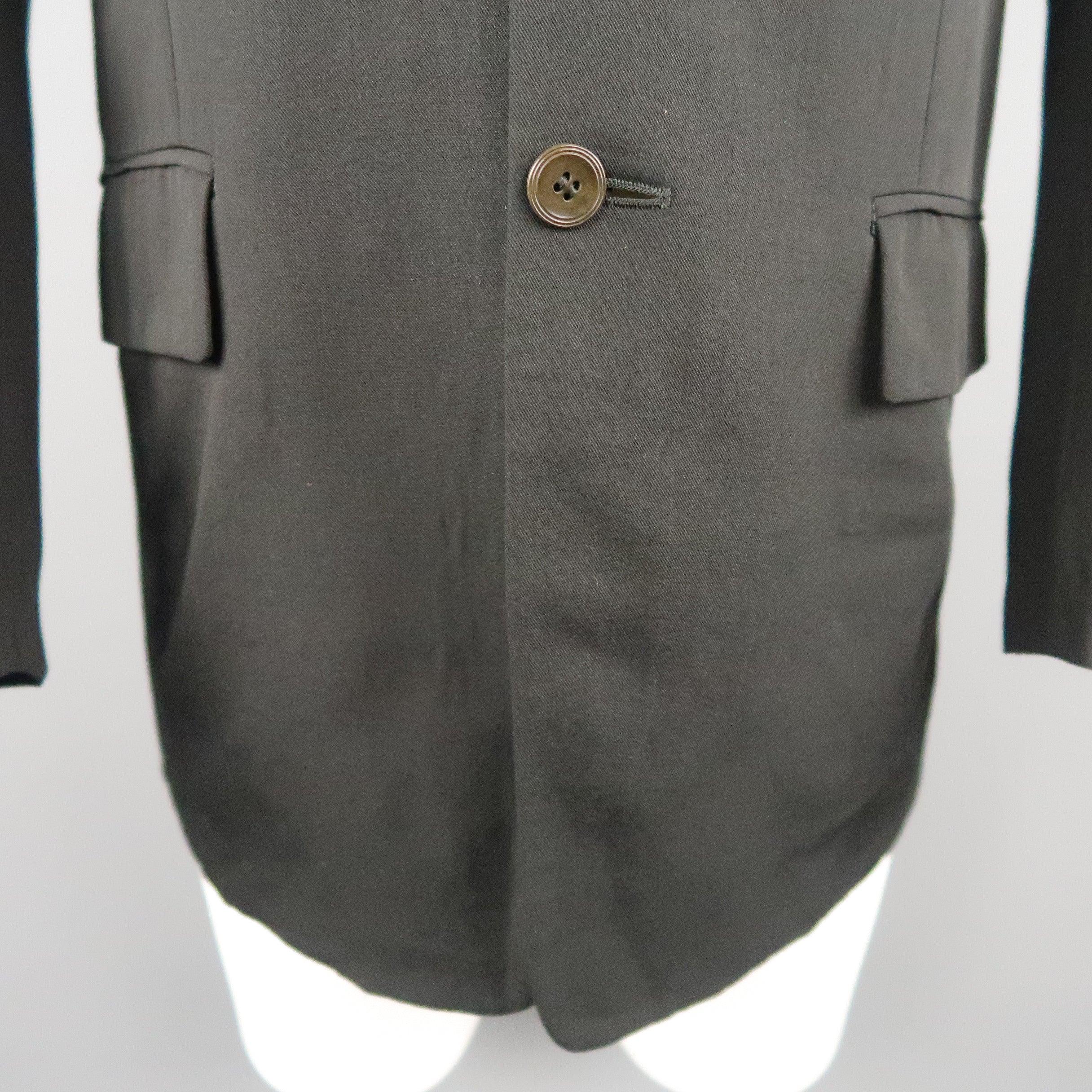 Men's Vintage JEAN PAUL GAULTIER 38 Black Wool Twill Notch Lapel Sport Coat