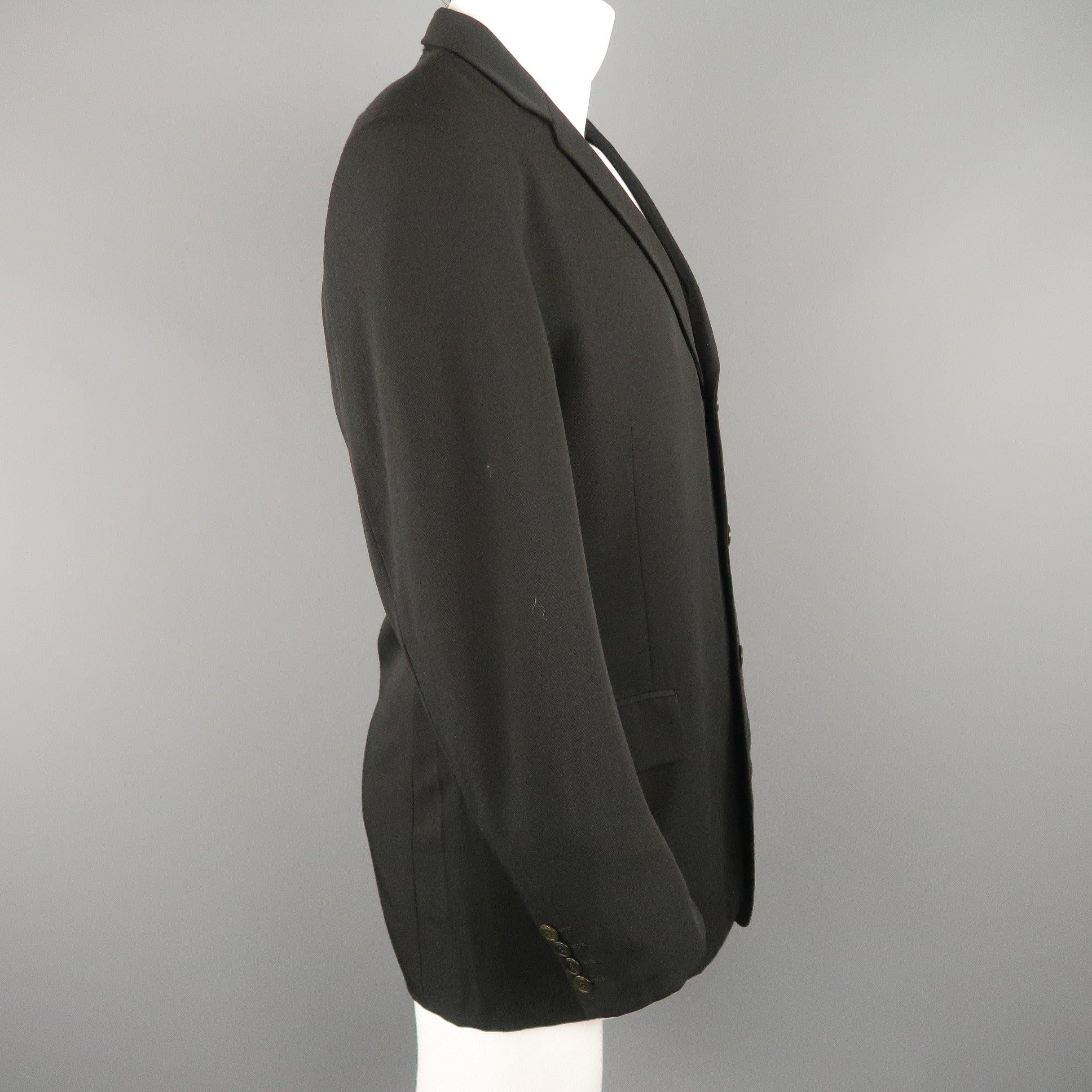 Vintage JEAN PAUL GAULTIER 38 Black Wool Twill Notch Lapel Sport Coat For Sale 1