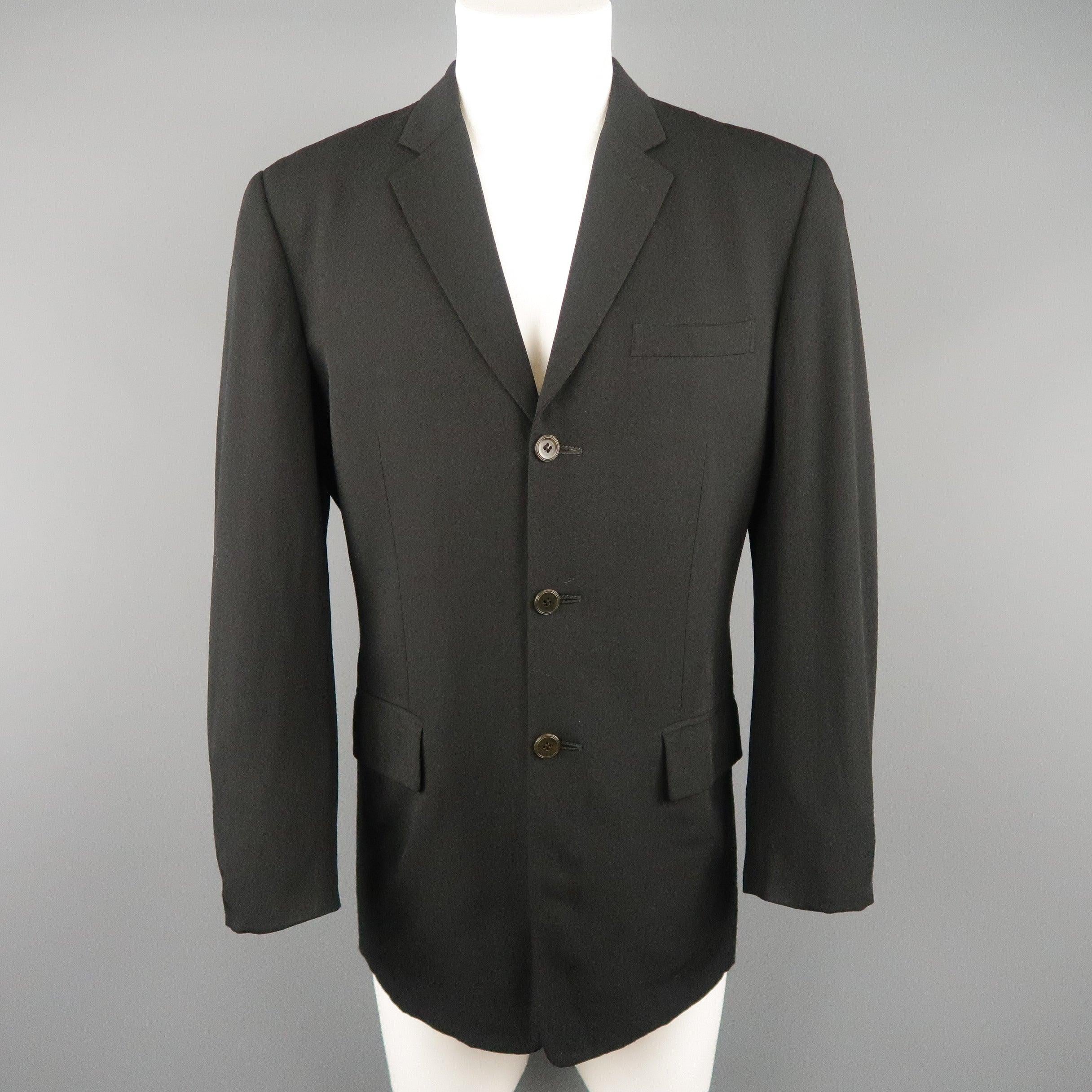 Vintage JEAN PAUL GAULTIER 38 Black Wool Twill Notch Lapel Sport Coat