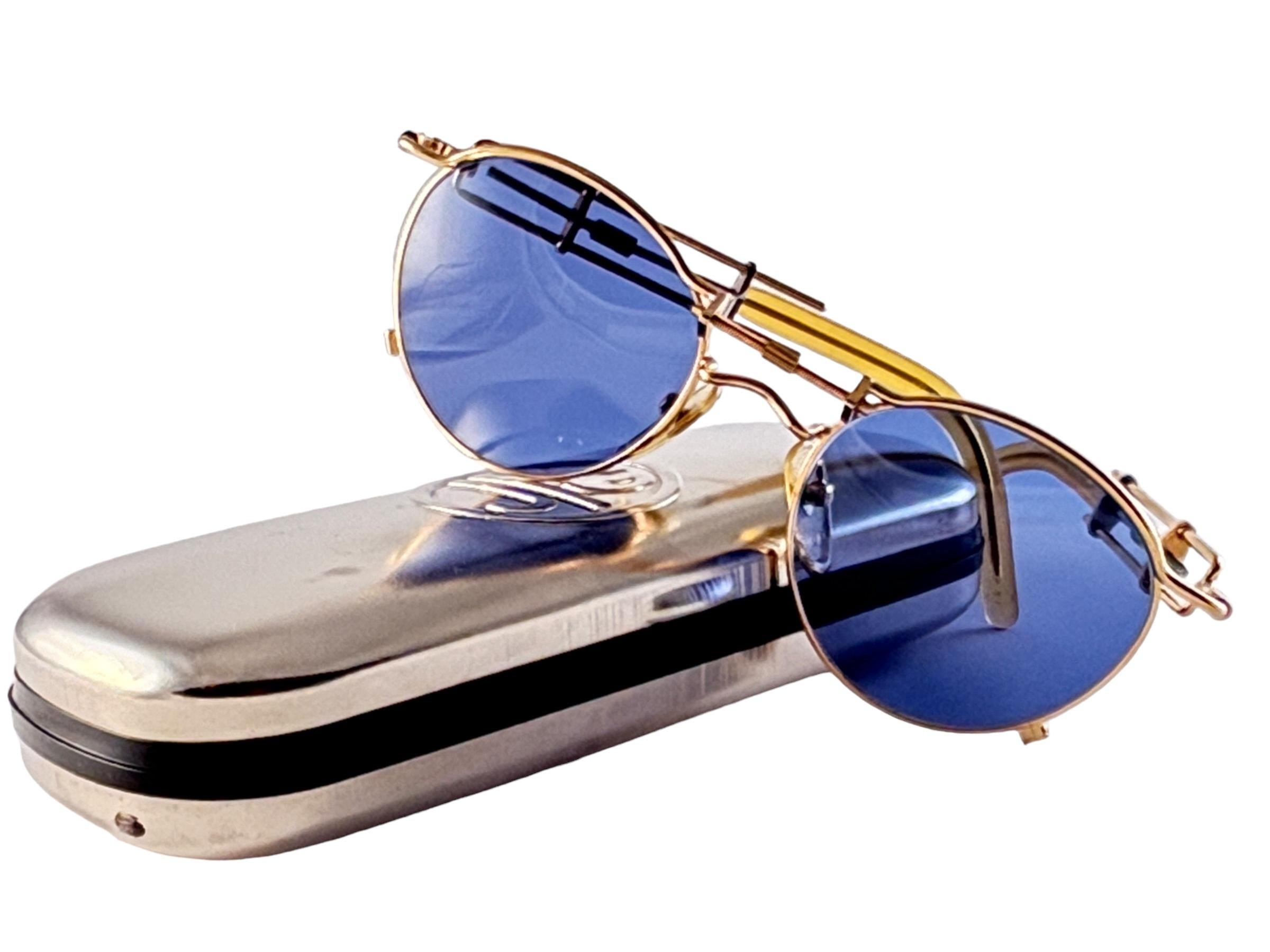 Vintage Jean Paul Gaultier 56 0174 Gold & Silber 1990er Jahre Sonnenbrille Japan (Violett) im Angebot