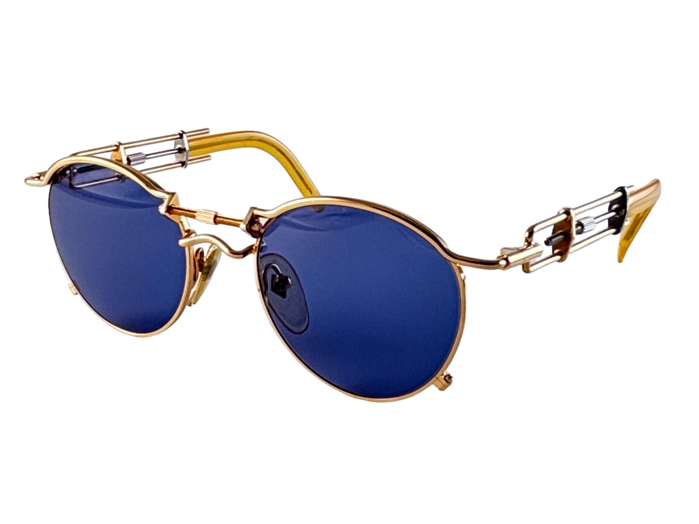 Vintage Jean Paul Gaultier 56 0174 Gold & Silber 1990er Jahre Sonnenbrille Japan im Angebot 1