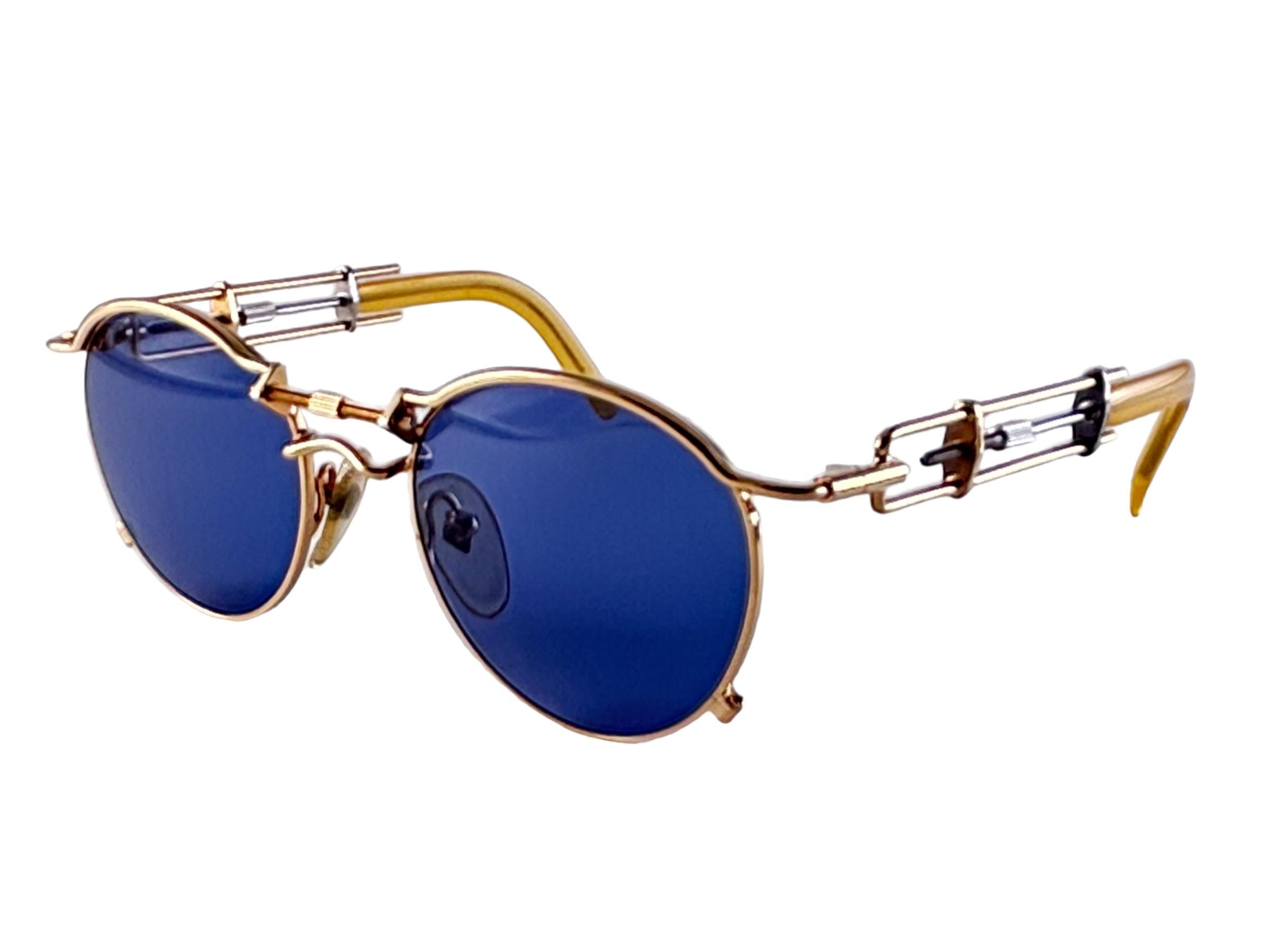 Vintage Jean Paul Gaultier 56 0174 Gold & Silber 1990er Jahre Sonnenbrille Japan im Angebot 2