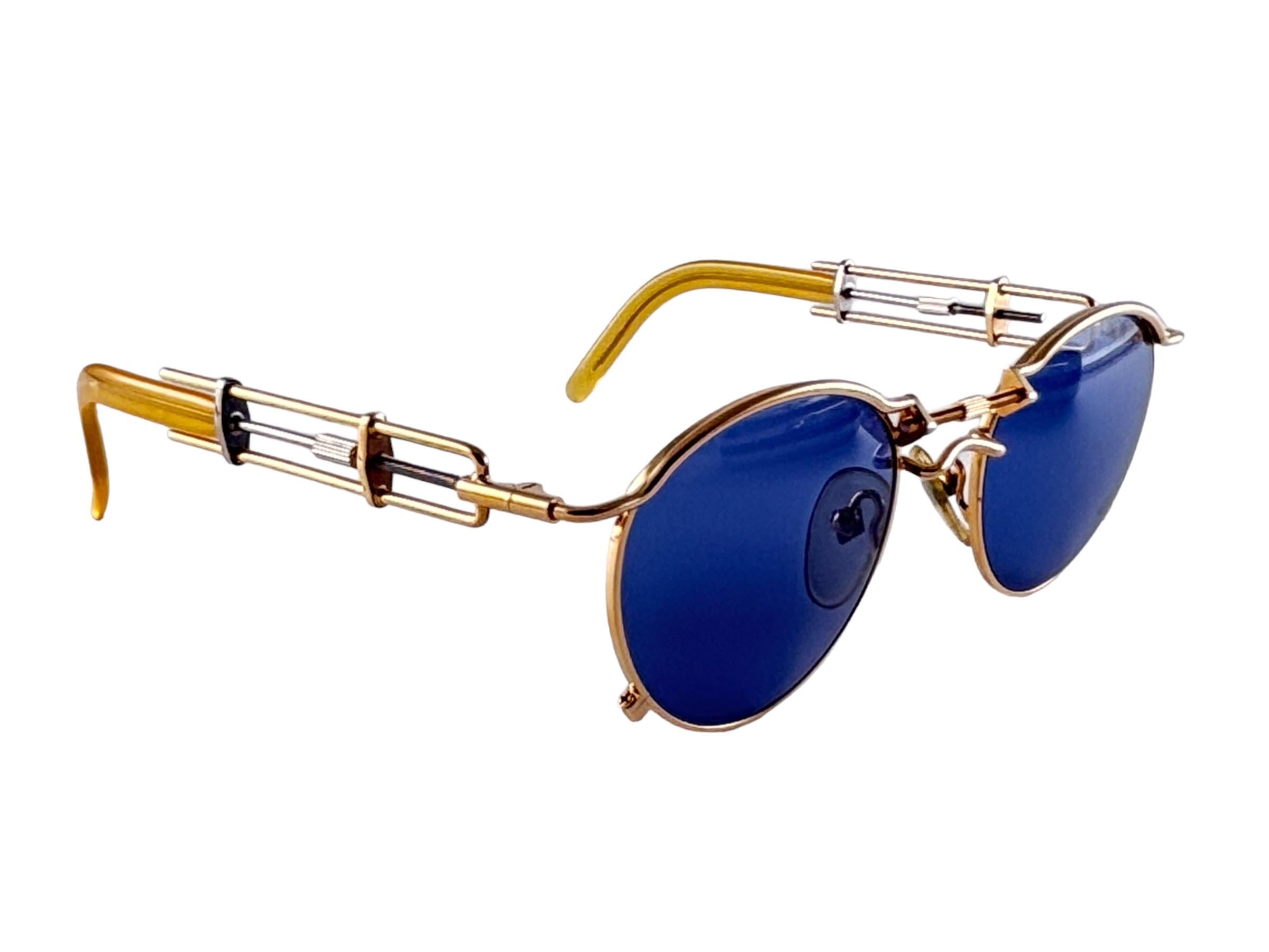 Vintage Jean Paul Gaultier 56 0174 Gold & Silber 1990er Jahre Sonnenbrille Japan im Angebot 3