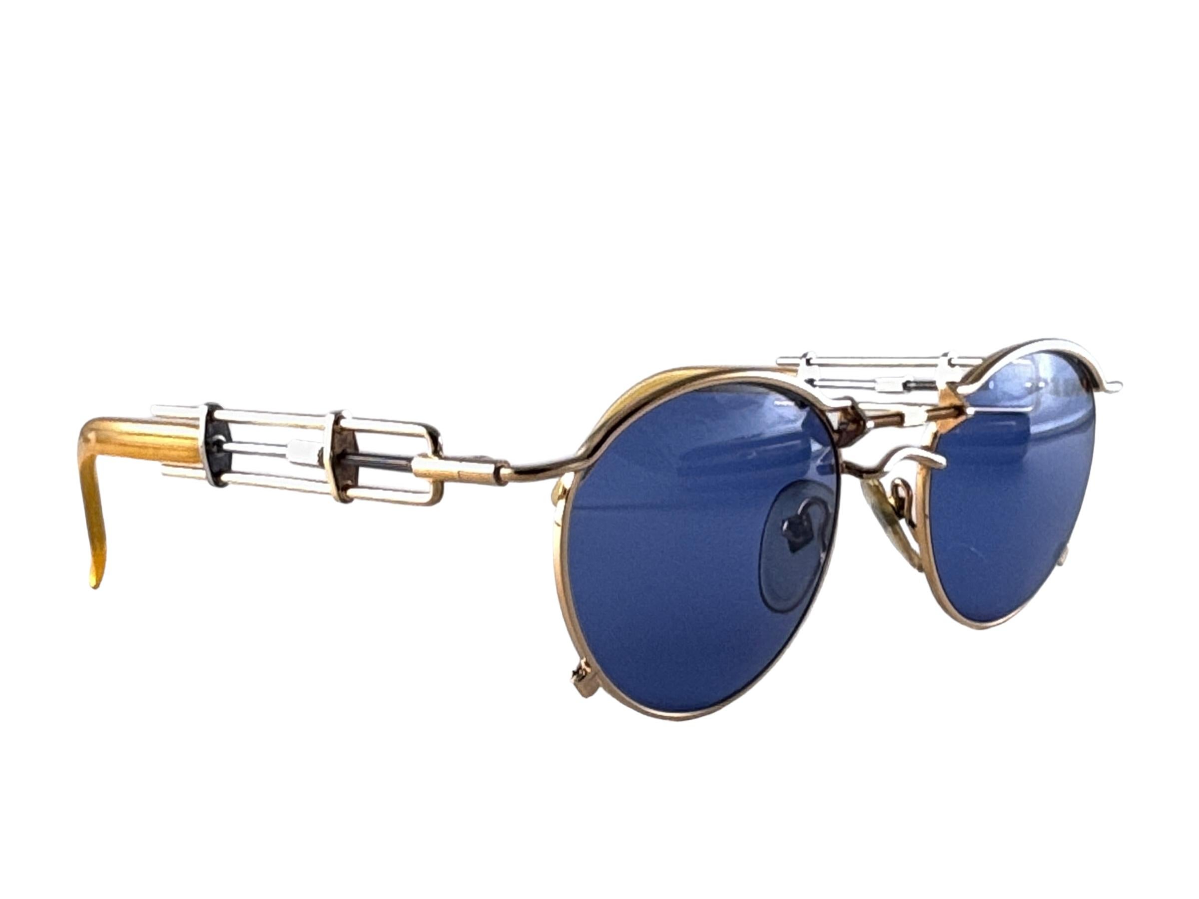 Vintage Jean Paul Gaultier 56 0174 Gold & Silber 1990er Jahre Sonnenbrille Japan im Angebot 4