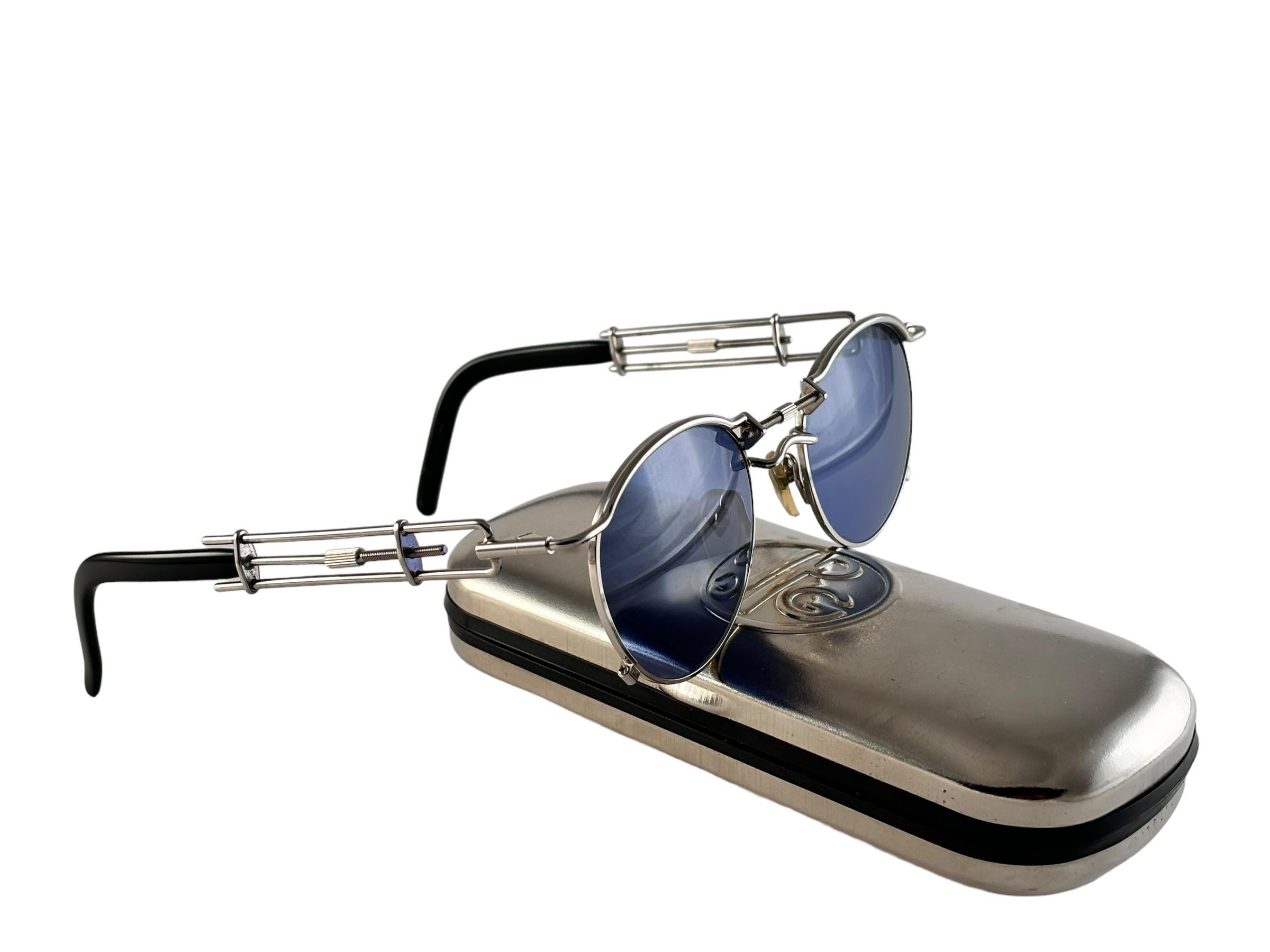 Bleu Lunettes de soleil vintage Jean Paul Gaultier 56 0174, verre rond bleu 1990's Japan en vente