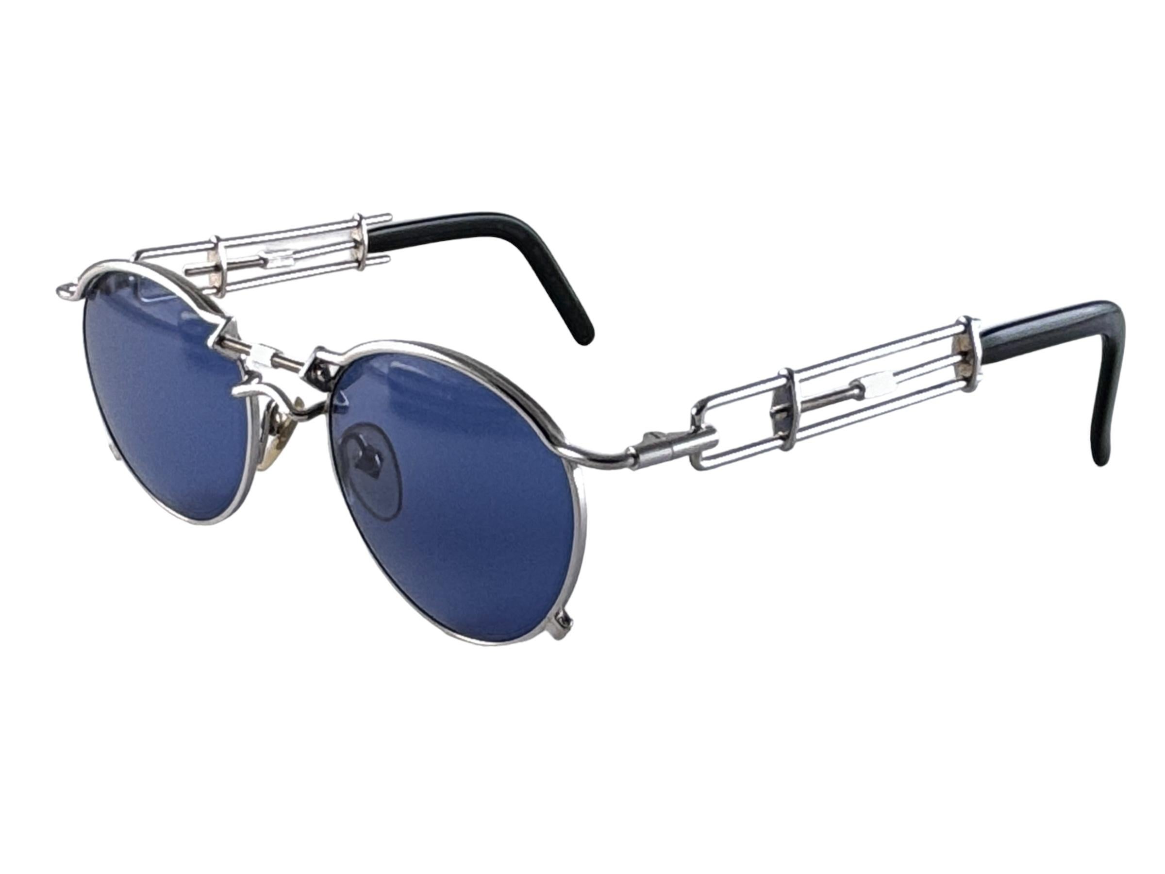 Lunettes de soleil vintage Jean Paul Gaultier 56 0174, verre rond bleu 1990's Japan en vente 2