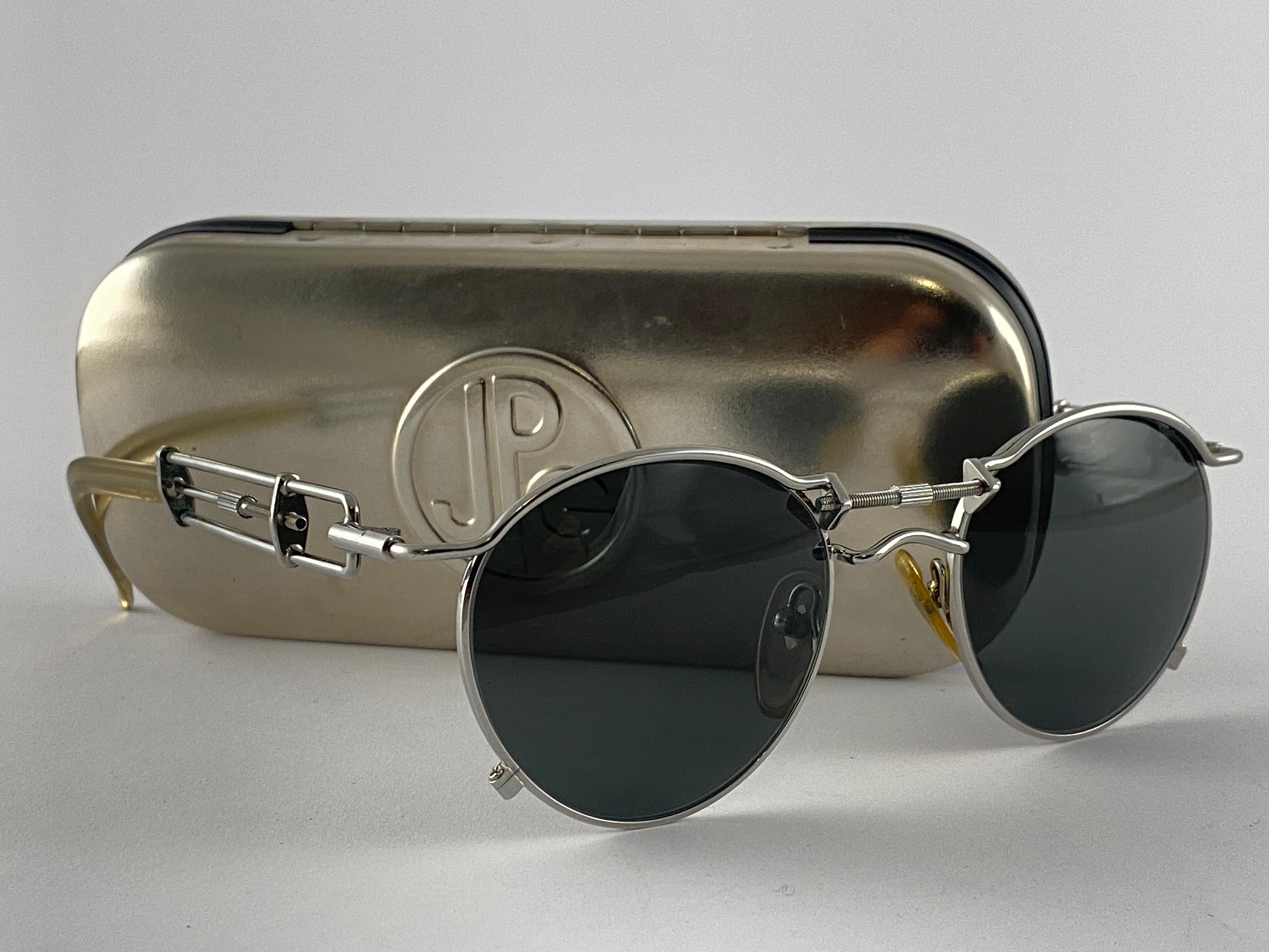 Vintage Jean Paul Gaultier 56 0174 Gafas de sol redondas con lente gris años 90 Japón Negro en venta