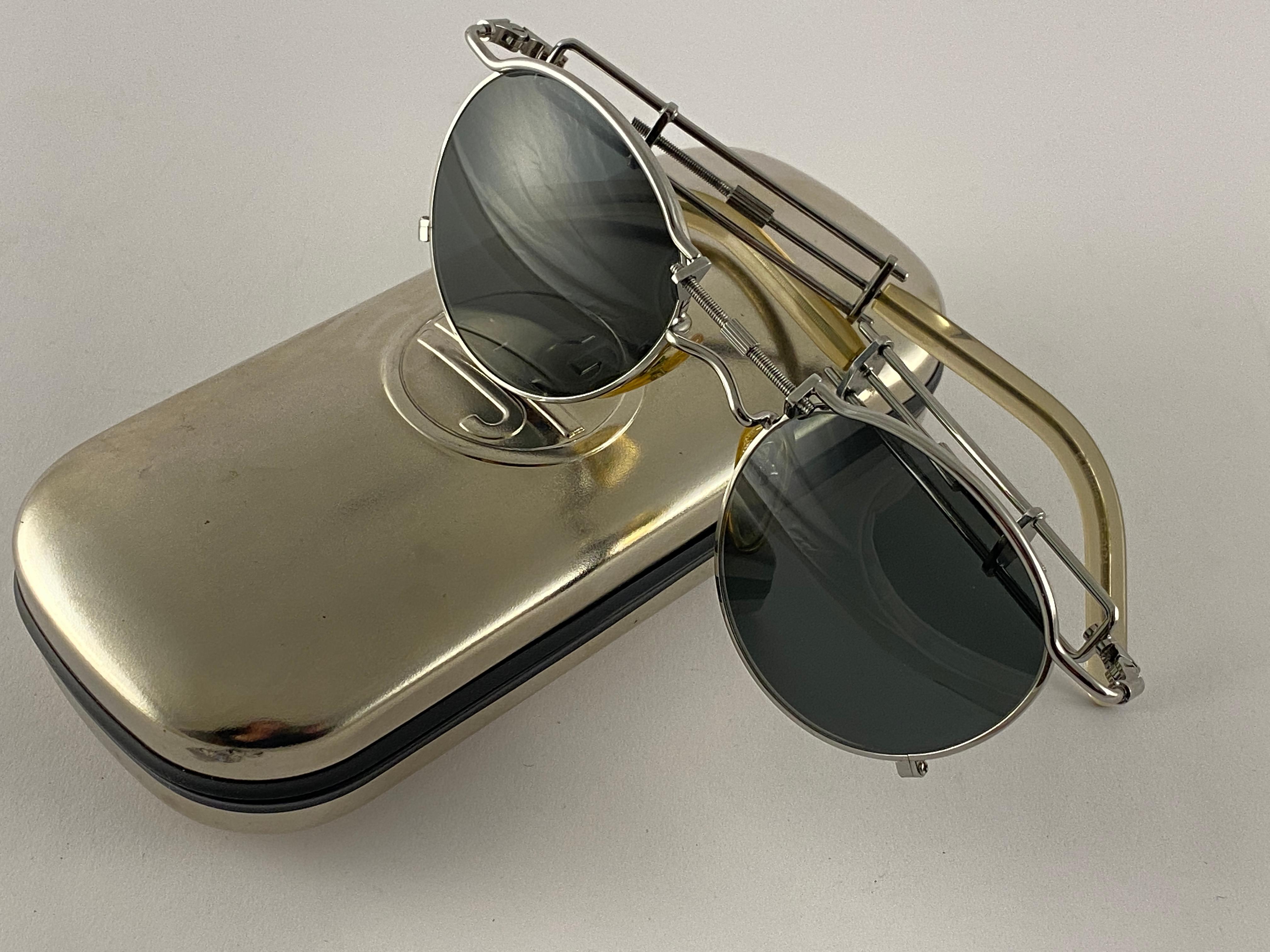 Black Vintage Jean Paul Gaultier 56 0174 Round Grey Lens 1990's Sunglasses Japan