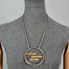Vintage JEAN PAUL GAULTIER Abacus Medallion Sterling Silver Necklace