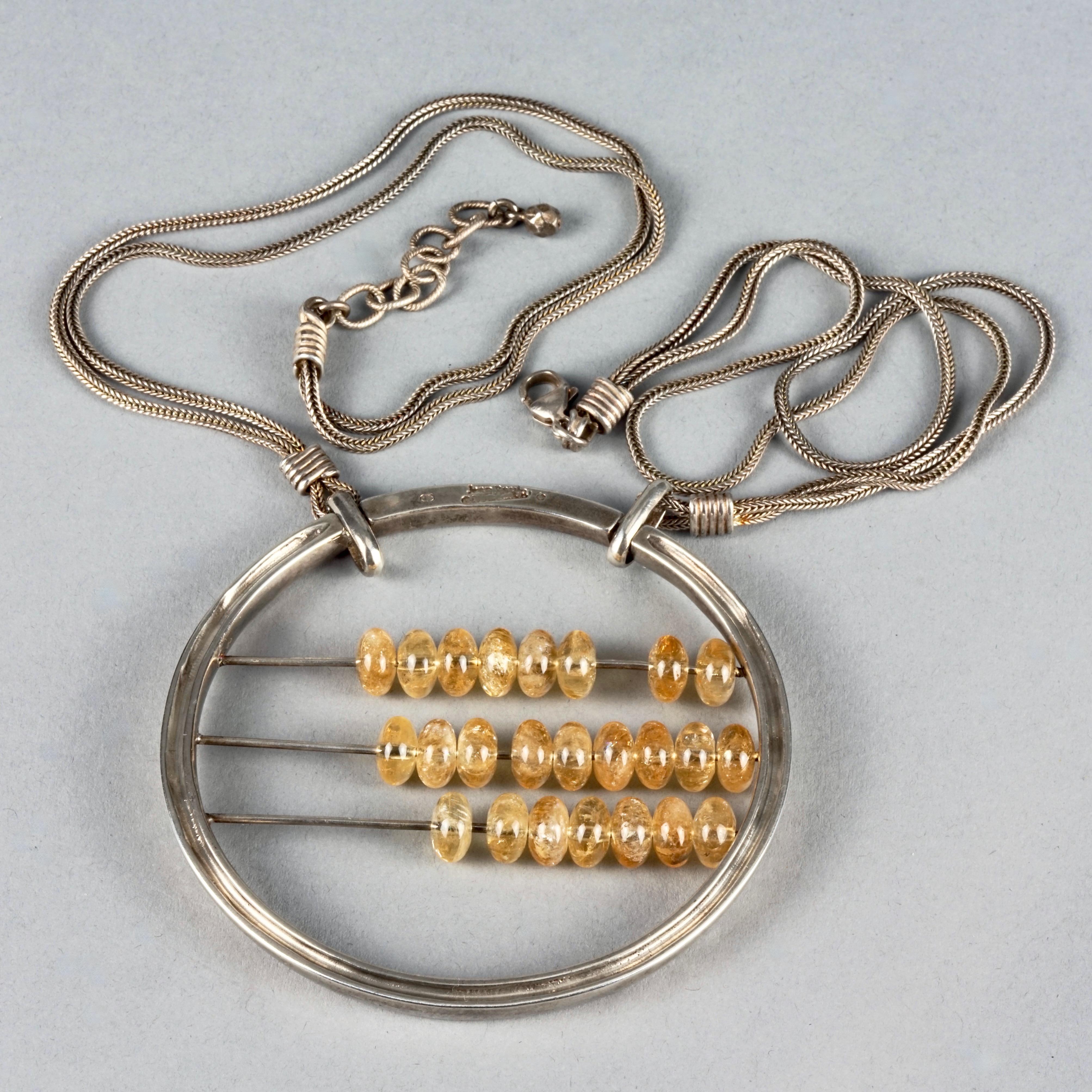 Vintage JEAN PAUL GAULTIER Abacus Medallion Sterling Silver Necklace In Excellent Condition For Sale In Kingersheim, Alsace