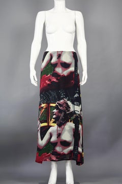 Vintage JEAN PAUL GAULTIER Ancient Greek Bust Print Mesh Maxi Skirt
