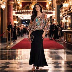 Vintage Jean Paul Gaultier Angel Sleeve Mesh Blouse Abstract Print Italy Size L