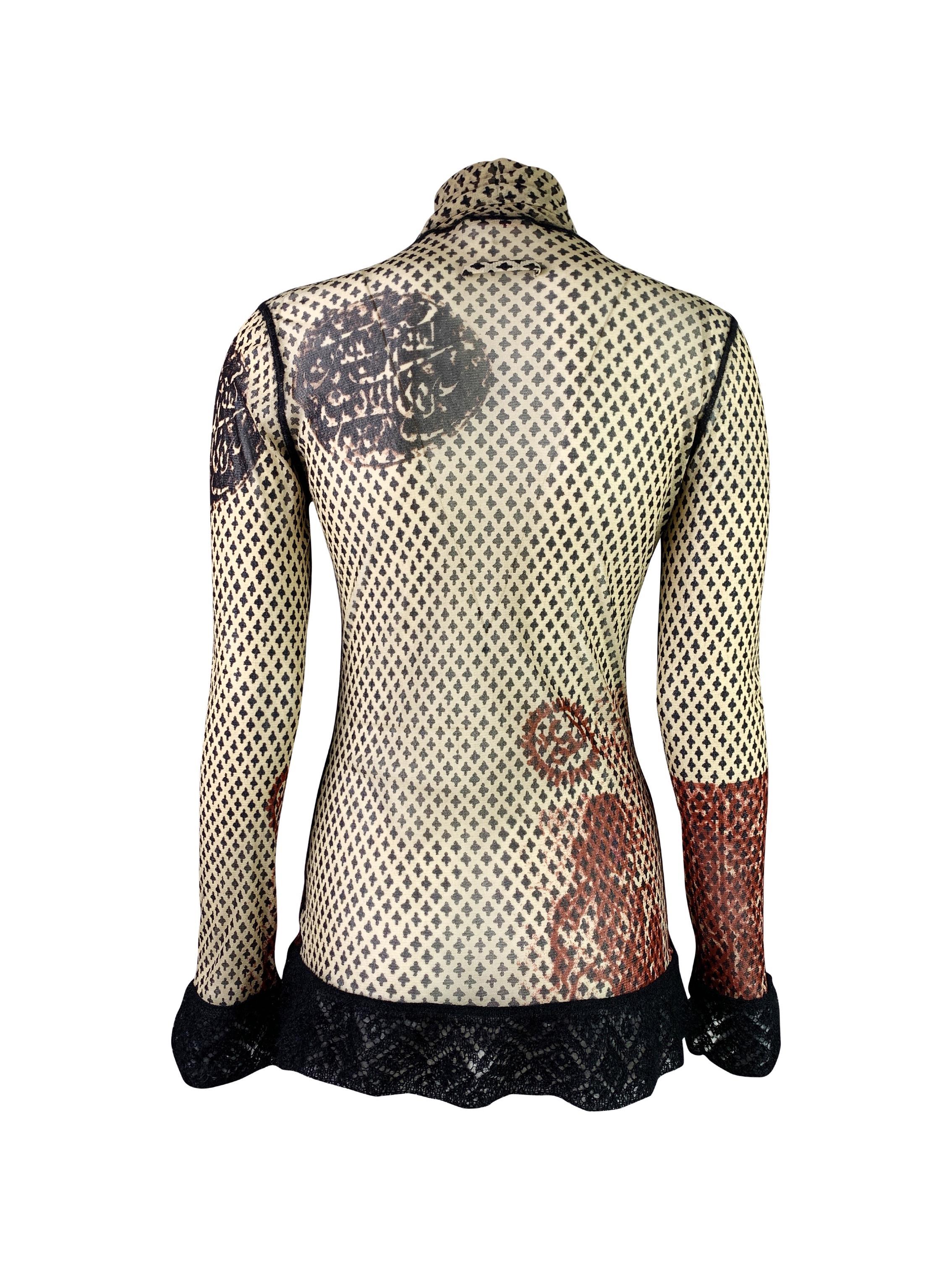 Vintage Jean-Paul Gaultier Arabic Print Mesh Top at 1stDibs