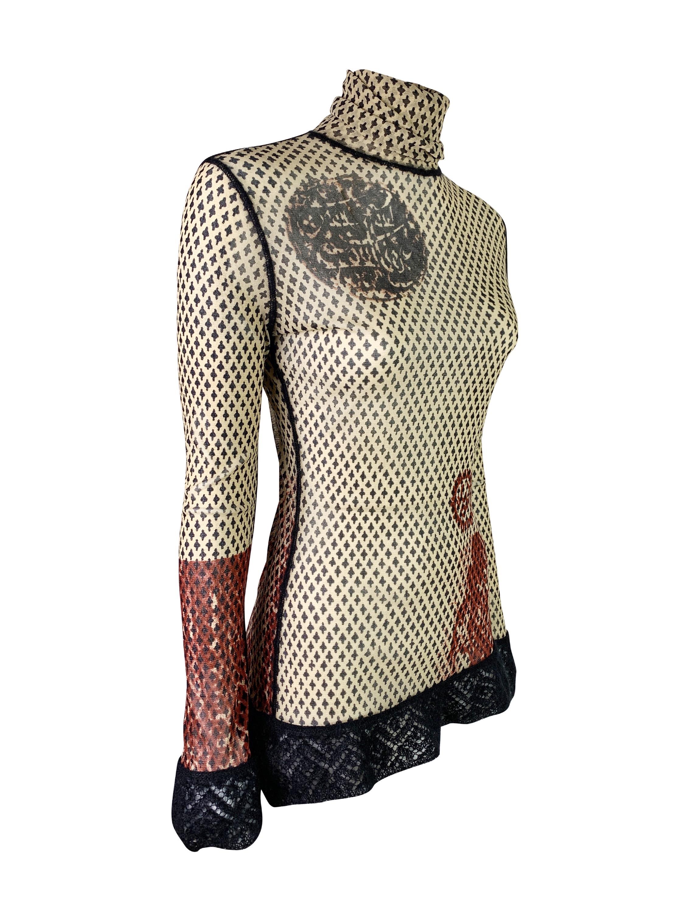 Vintage Jean-Paul Gaultier Arabic Print Mesh Top at 1stDibs