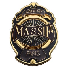 Vintage JEAN PAUL GAULTIER "Argent Massif Paris" Enamel Badge Brooch