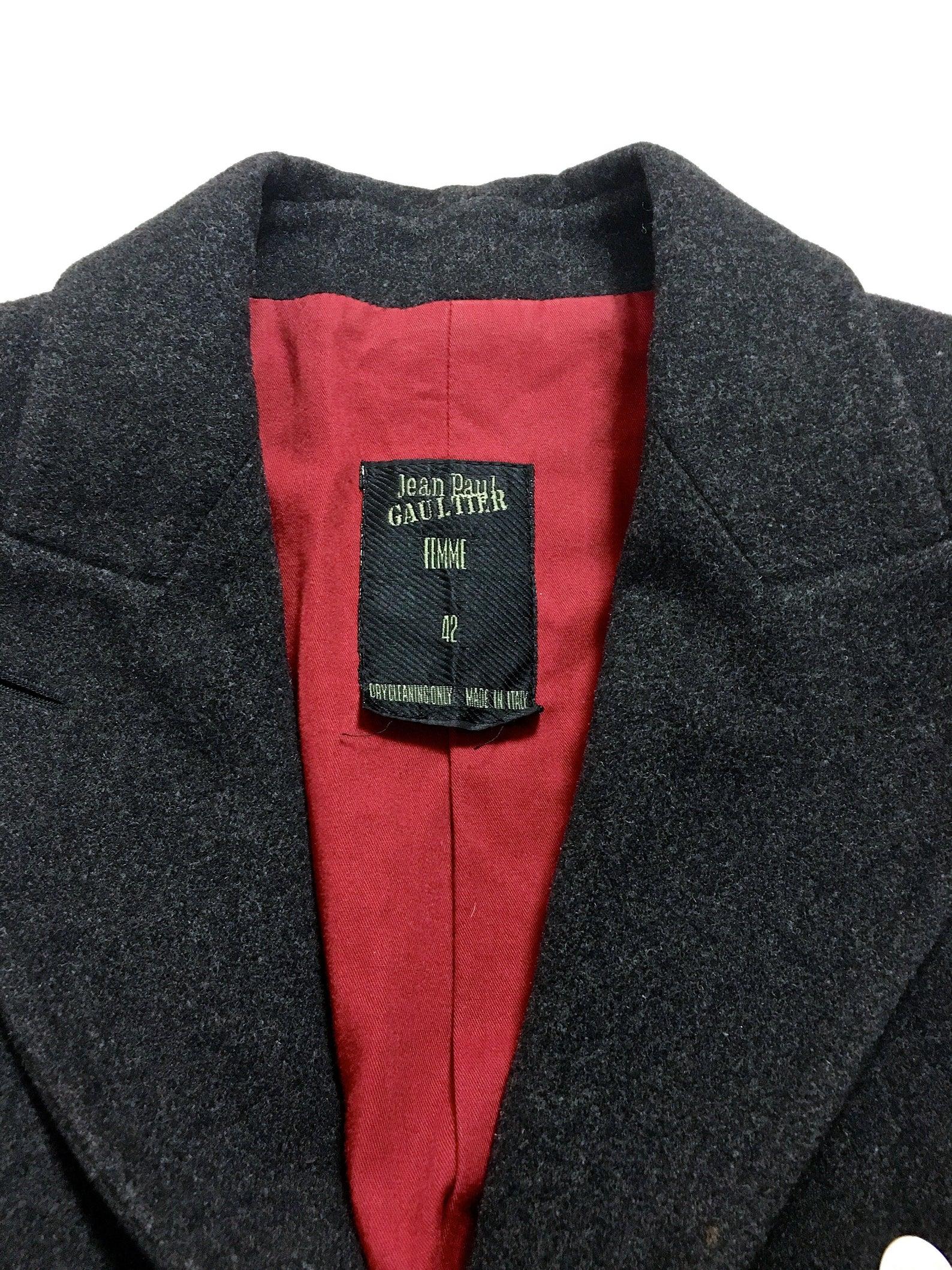 Vintage JEAN PAUL GAULTIER Avant Garde Zippered Arm Hole Wool Blazer Jacket For Sale 2